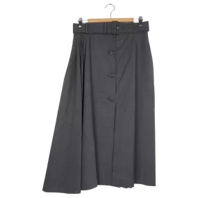 Prada Grey Check Asymmetrical Gathered Pleat Belted Midi Skirt - 44