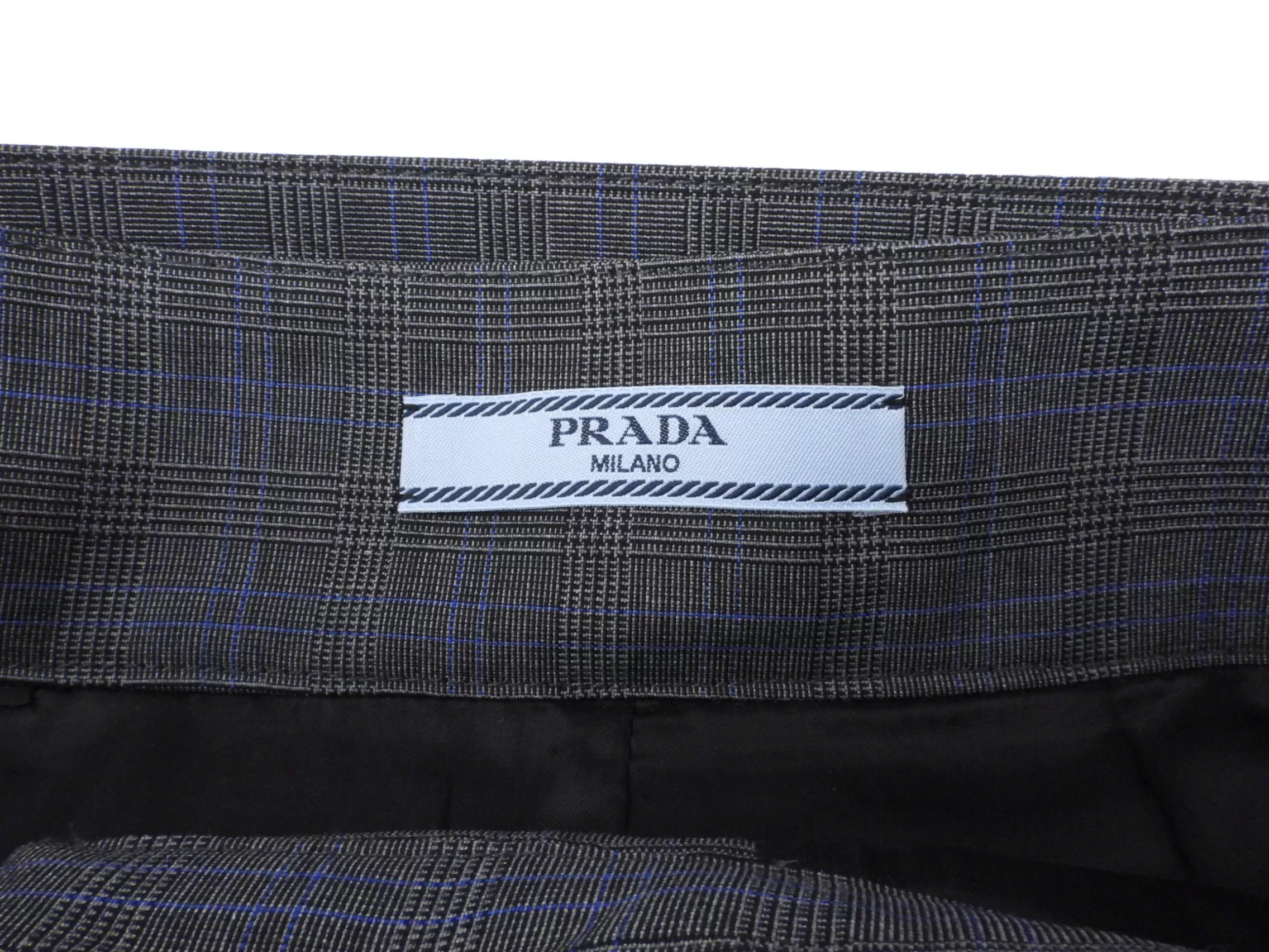 Prada Grey Check Asymmetrical Gathered Pleat Belted Midi Skirt - 44