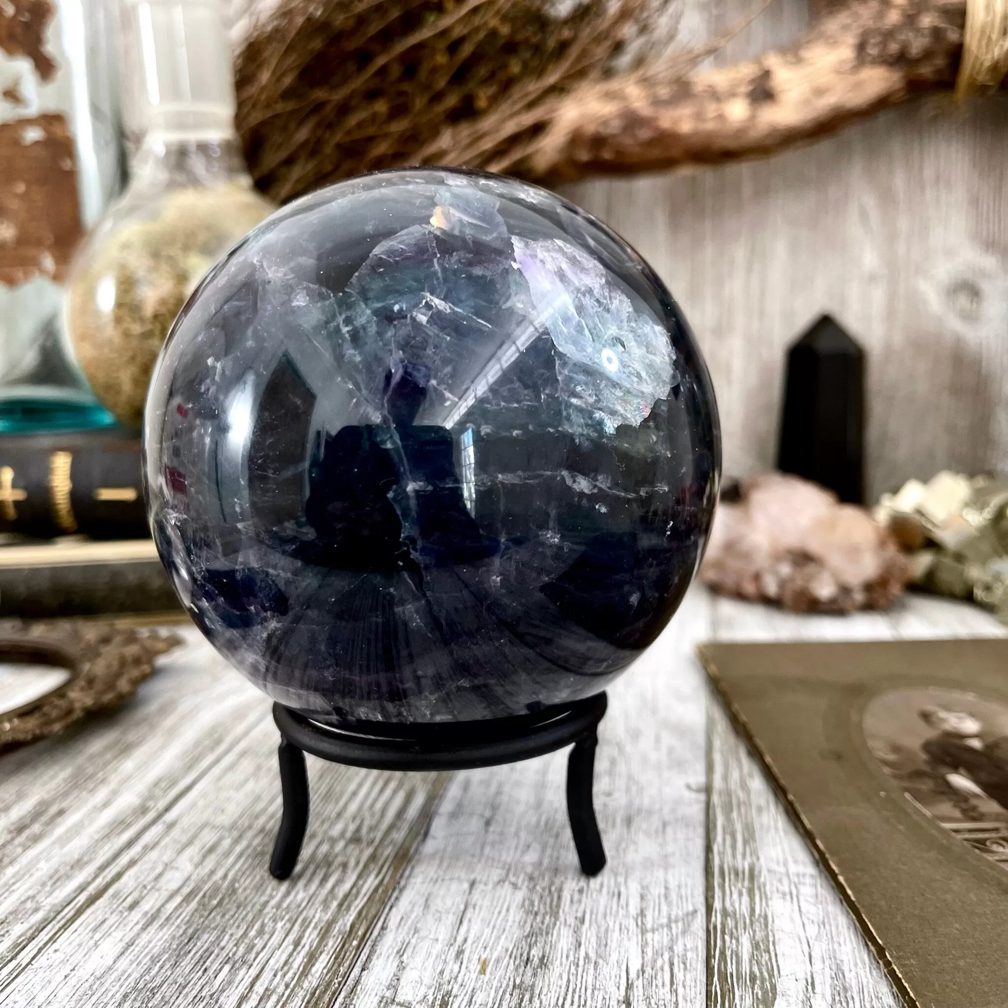 Purple and Green Fluorite Crystal Ball / FoxlarkCrystals