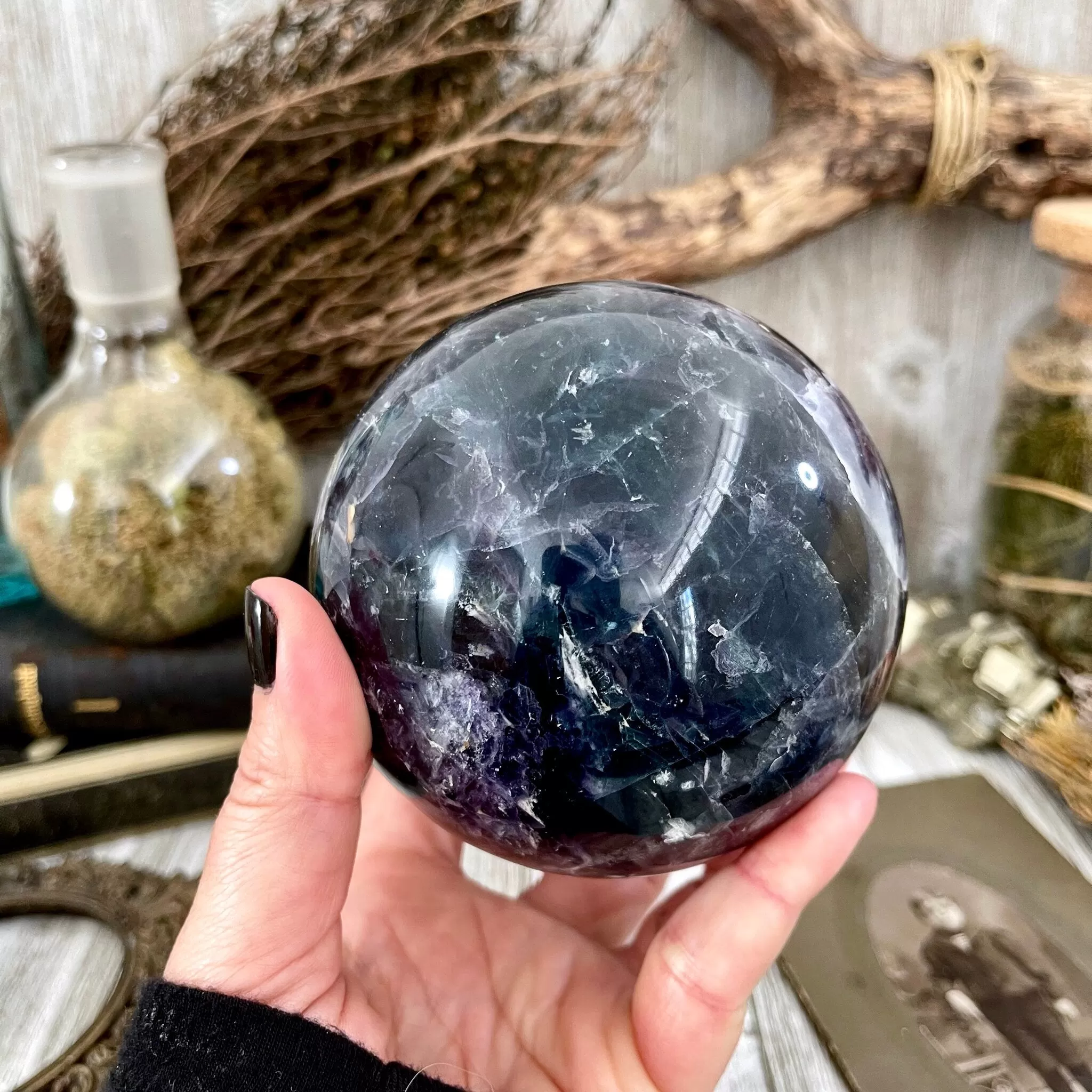 Purple and Green Fluorite Crystal Ball / FoxlarkCrystals