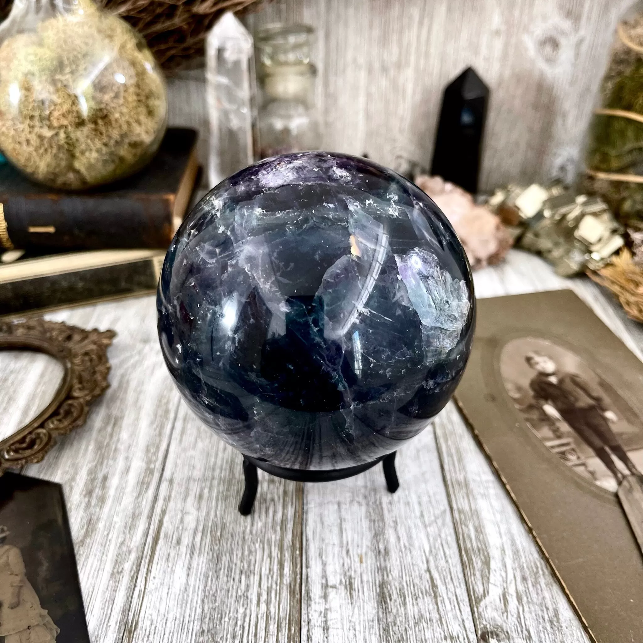 Purple and Green Fluorite Crystal Ball / FoxlarkCrystals