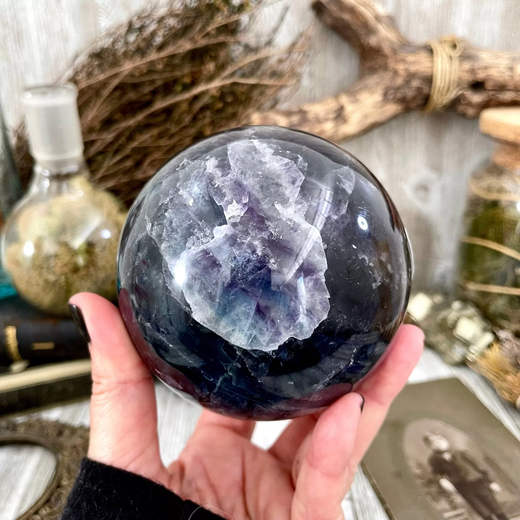 Purple and Green Fluorite Crystal Ball / FoxlarkCrystals