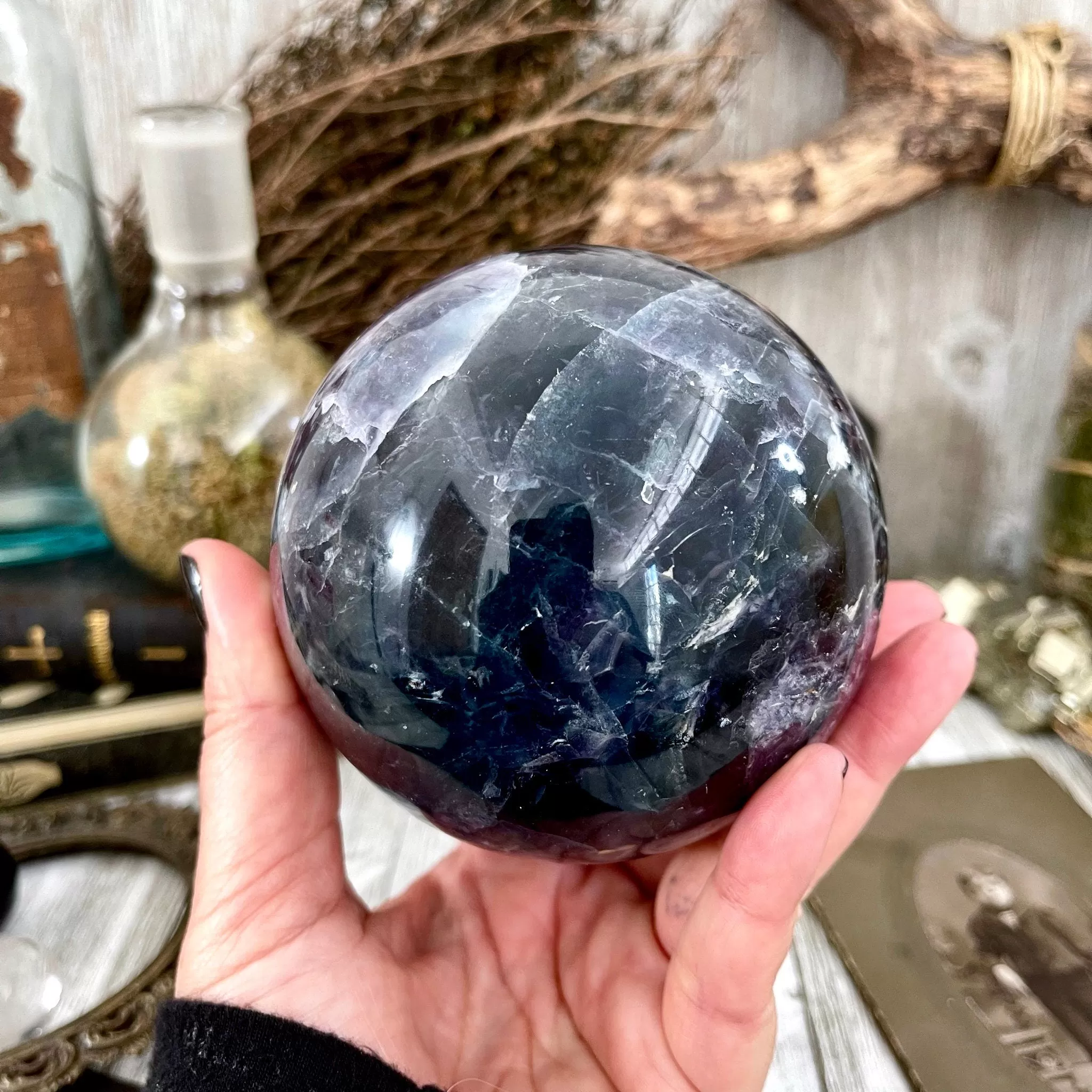 Purple and Green Fluorite Crystal Ball / FoxlarkCrystals