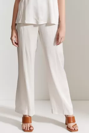 Rachael Beige Satin Wide Leg Pant