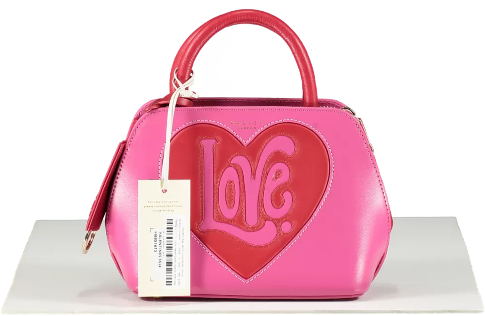 Radley London Pink / Red Leather Valenines Mini Top Handle Bag With Crossbody Strap One Size