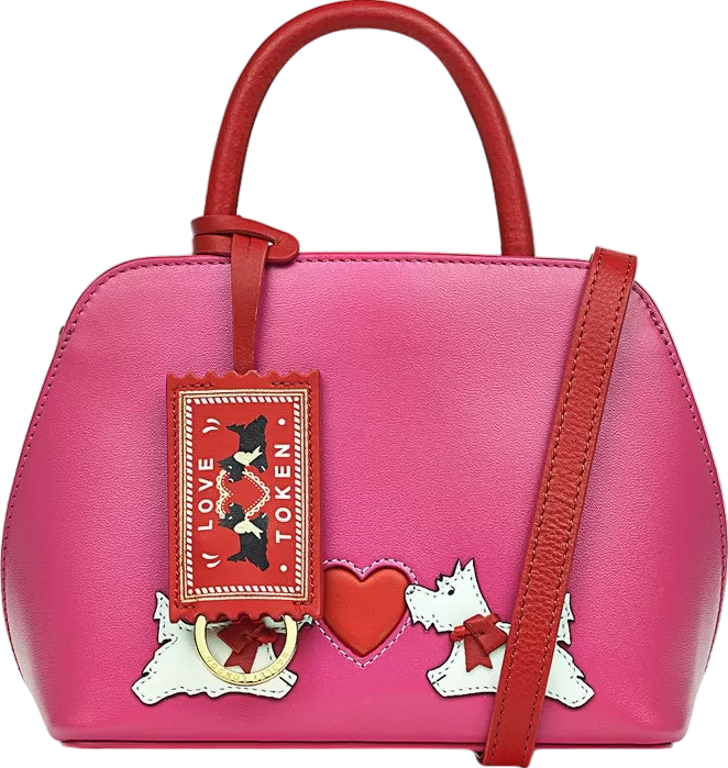 Radley London Pink / Red Leather Valenines Mini Top Handle Bag With Crossbody Strap One Size