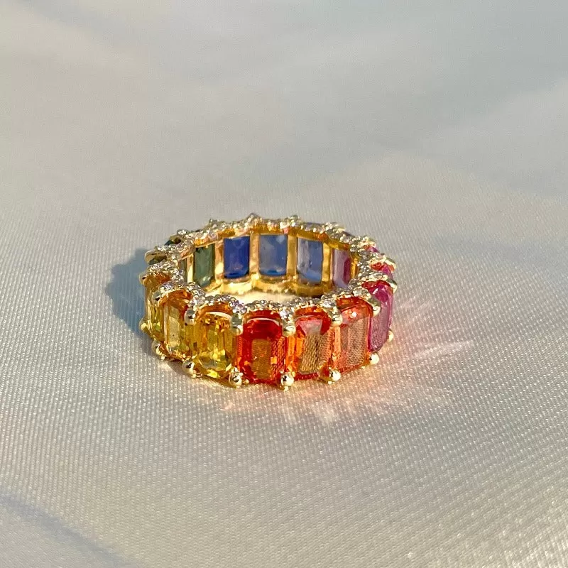 Rainbow Multicolor Eternity Band Ring