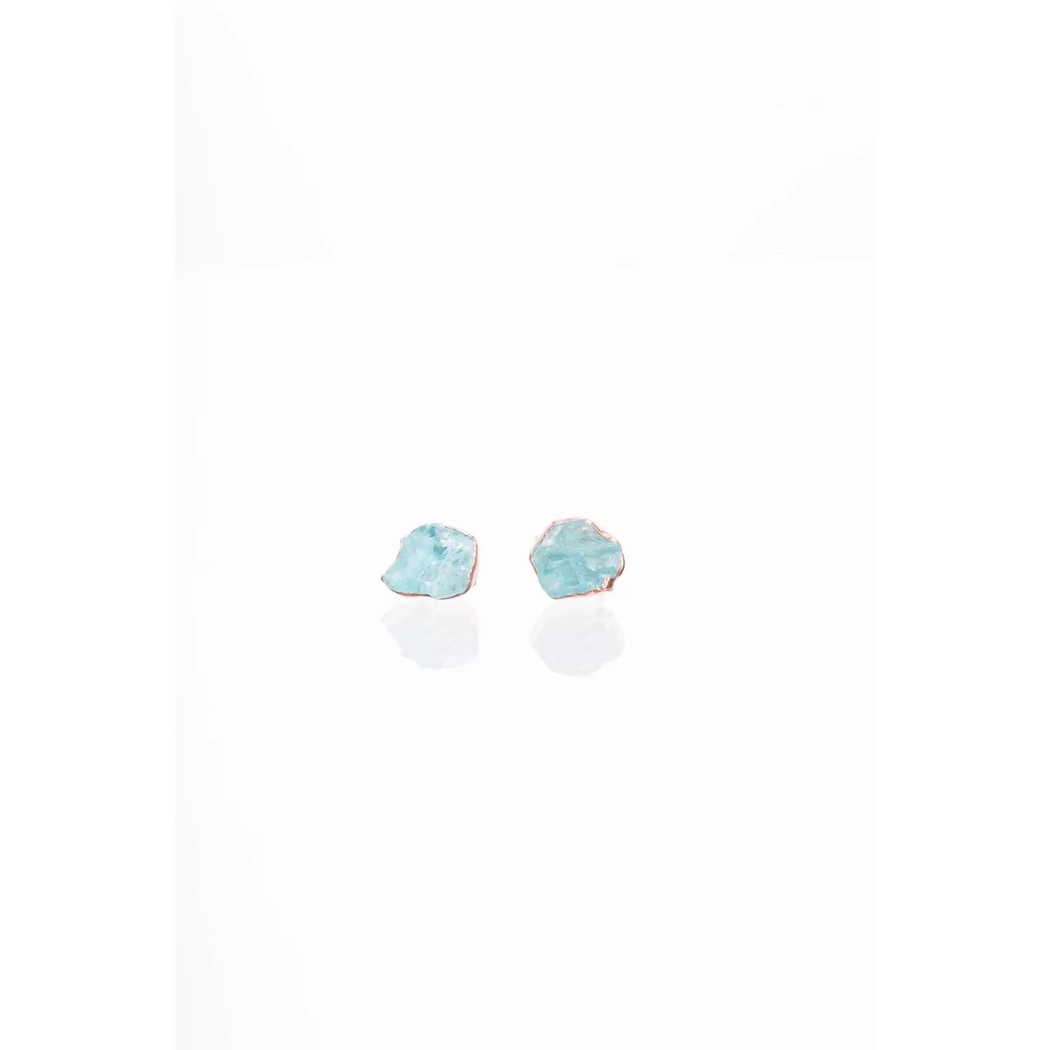 Raw Apatite Stud Earrings in Rose Gold