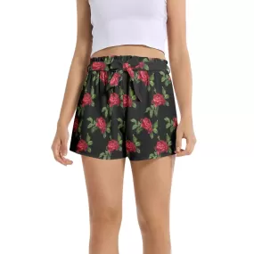 Red Roses Women's Belted Short