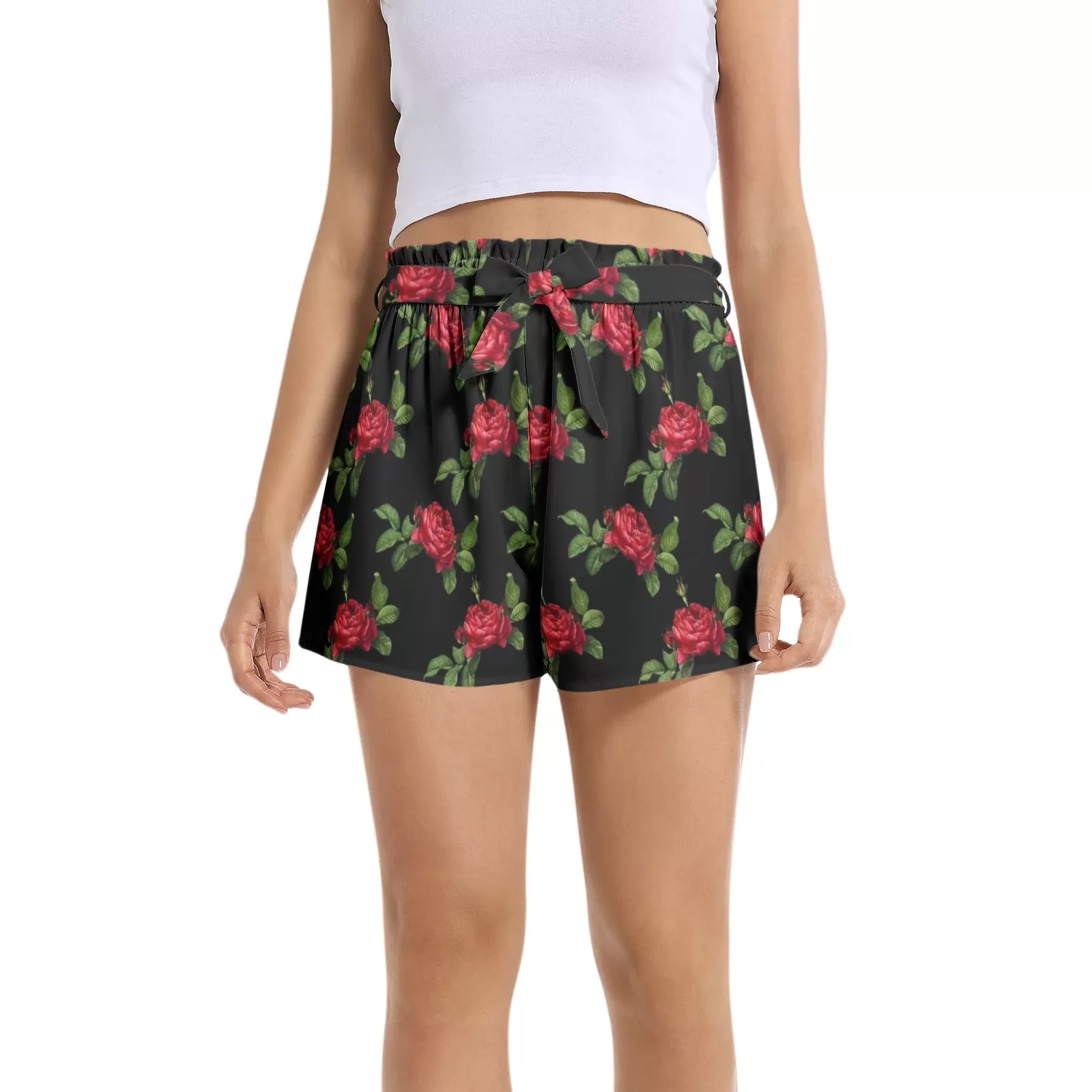 Red Roses Women's Belted Short