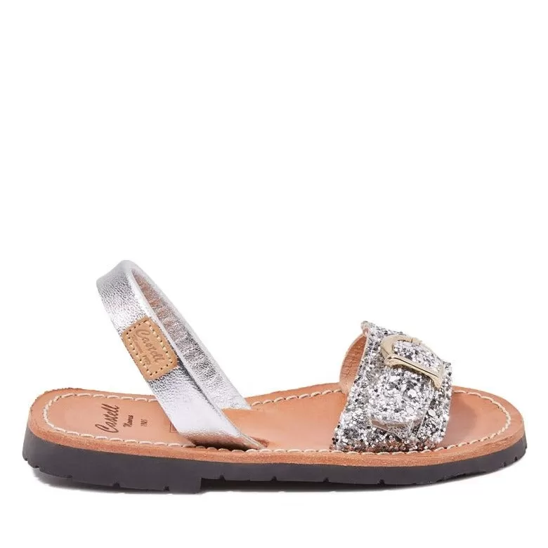 Renewed Glitter Leather Open Toe Menorcan Sandal For Kids - A 1620