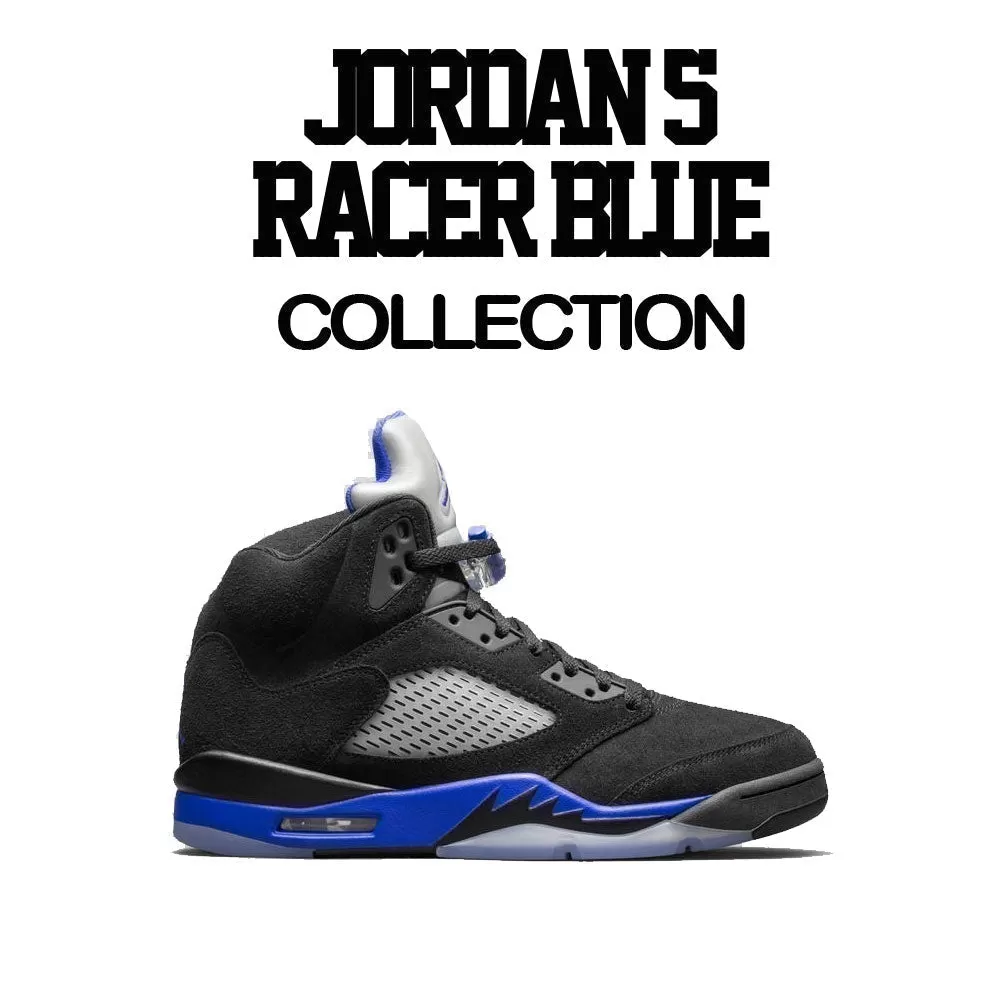 Retro 5 Racer Blue Shirt - Crown - Black