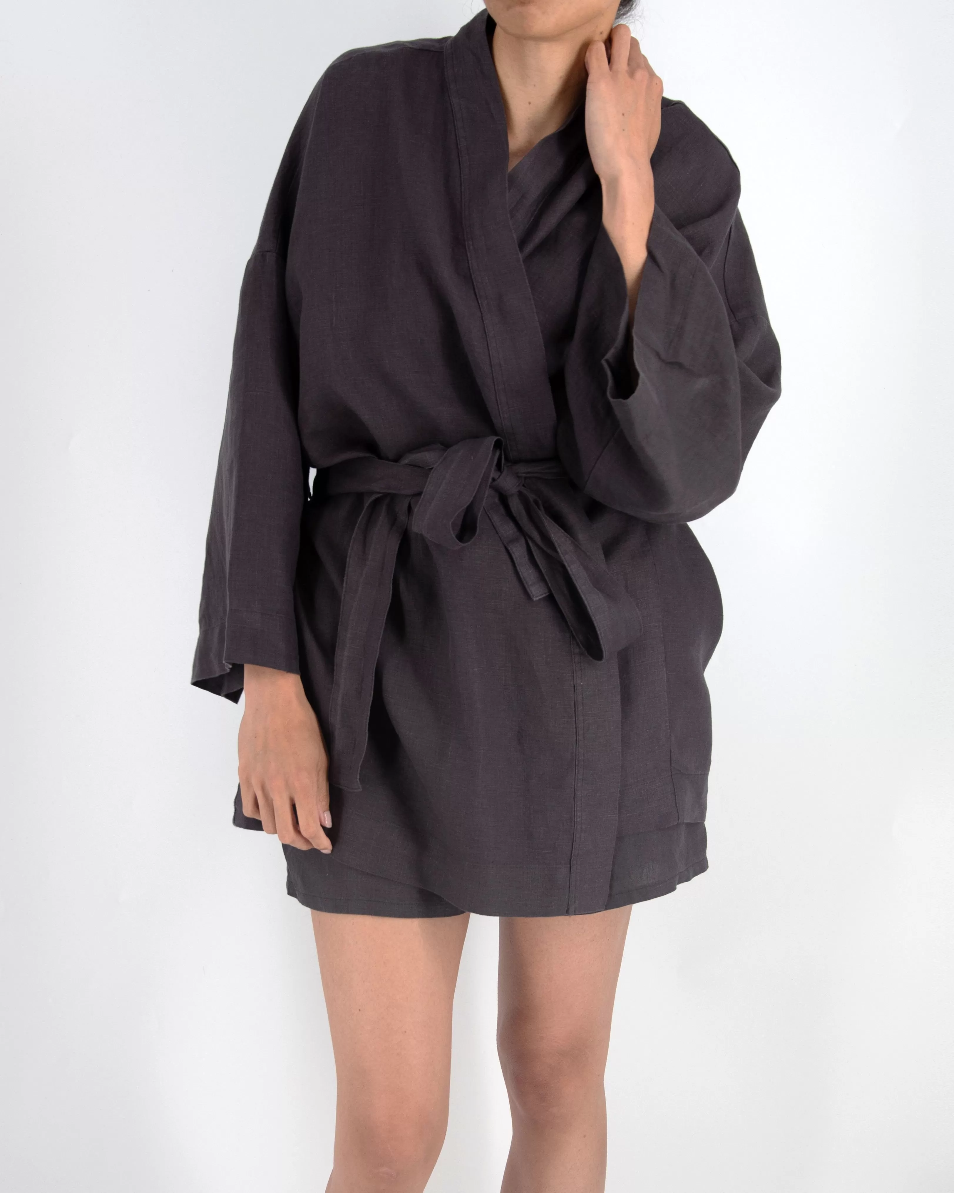 Rie Short Linen Kimono Set