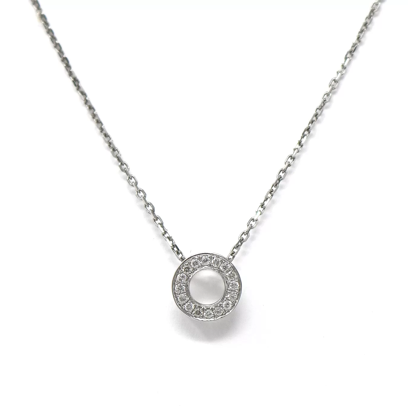 Ring of Diamonds Pendant Necklace in 14K White Gold