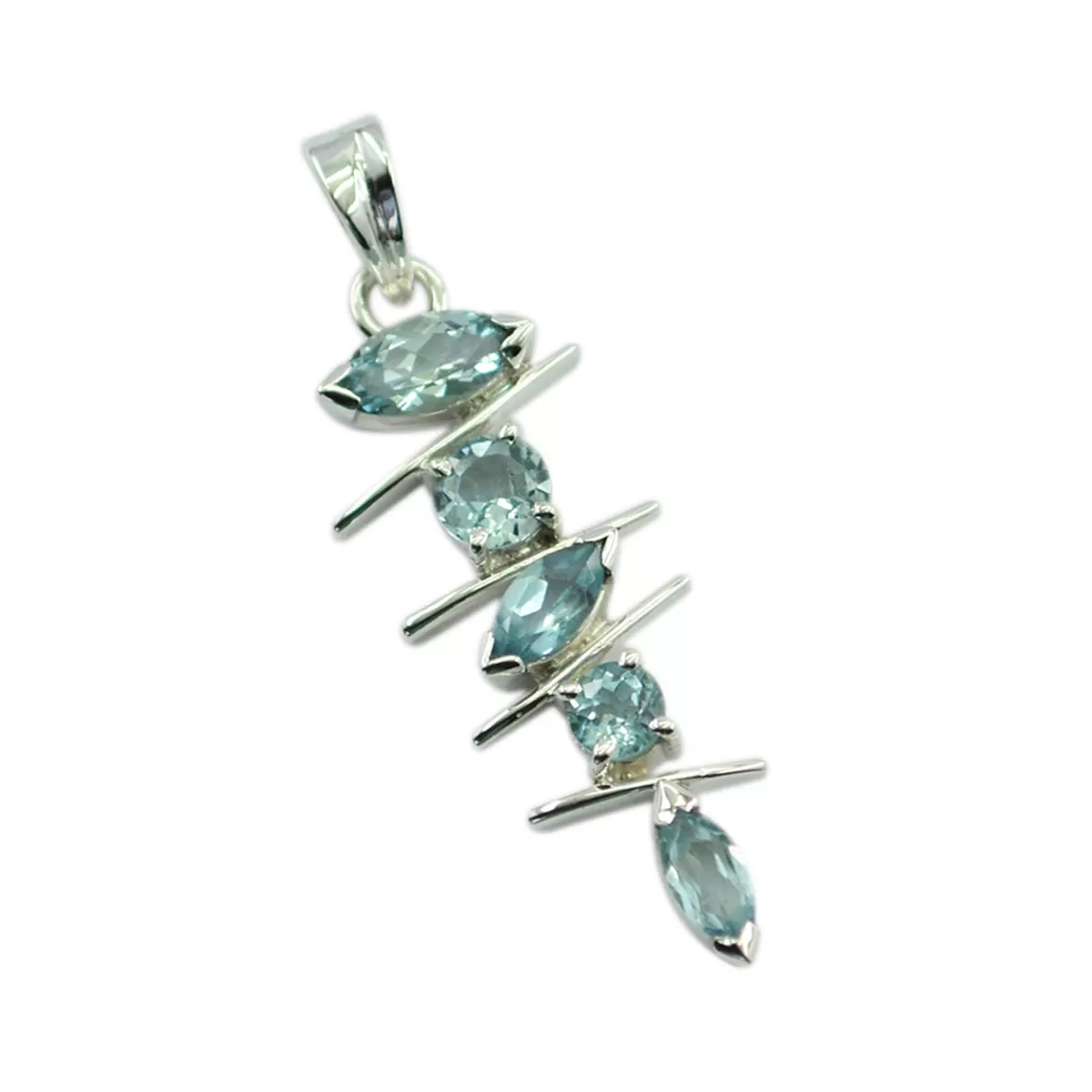 Riyo Comely Gemstone Multi Faceted Blue Blue Topaz Sterling Silver Pendant Gift For Christmas