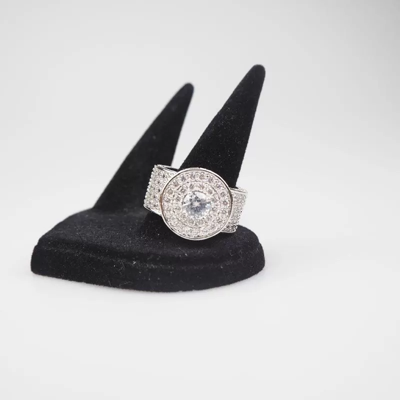 Round Cut CZ Full Iced Ring