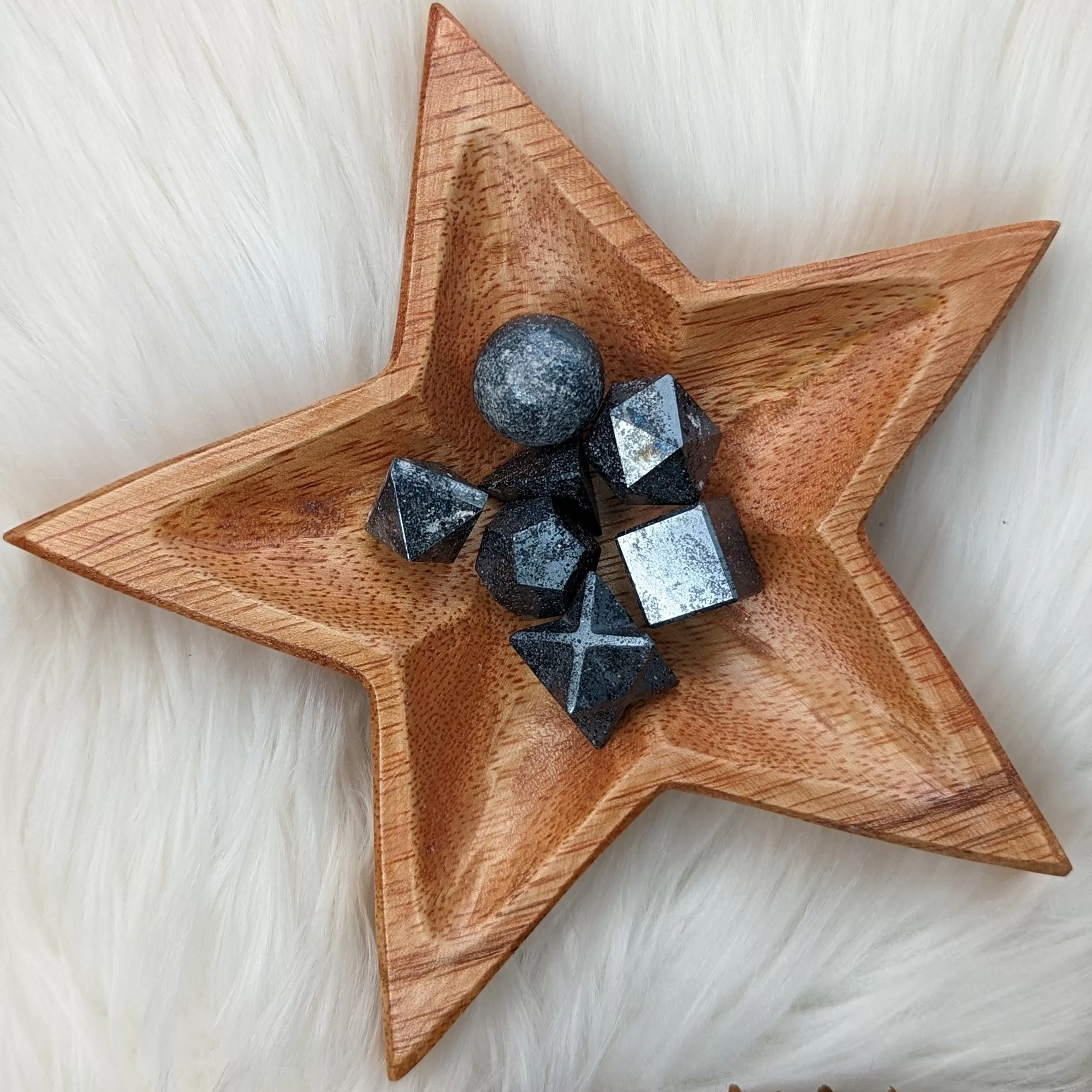 Sacred Geometry (Platonic solids) Hematite~  7 Shape Crystal Set