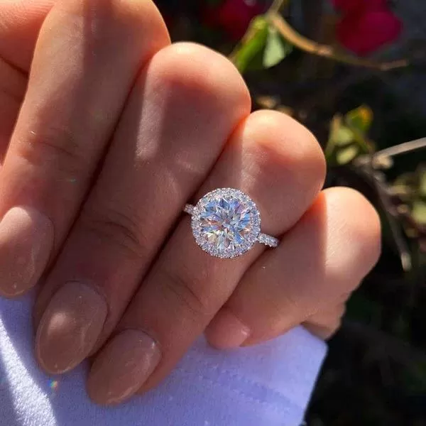 Sale | Simple Round Cut Halo Engagement Ring In Sterling Silver