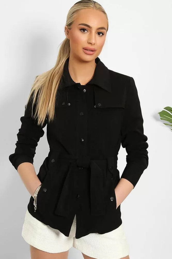 Same Colour Hardware Pocketed Front Belted Blazer