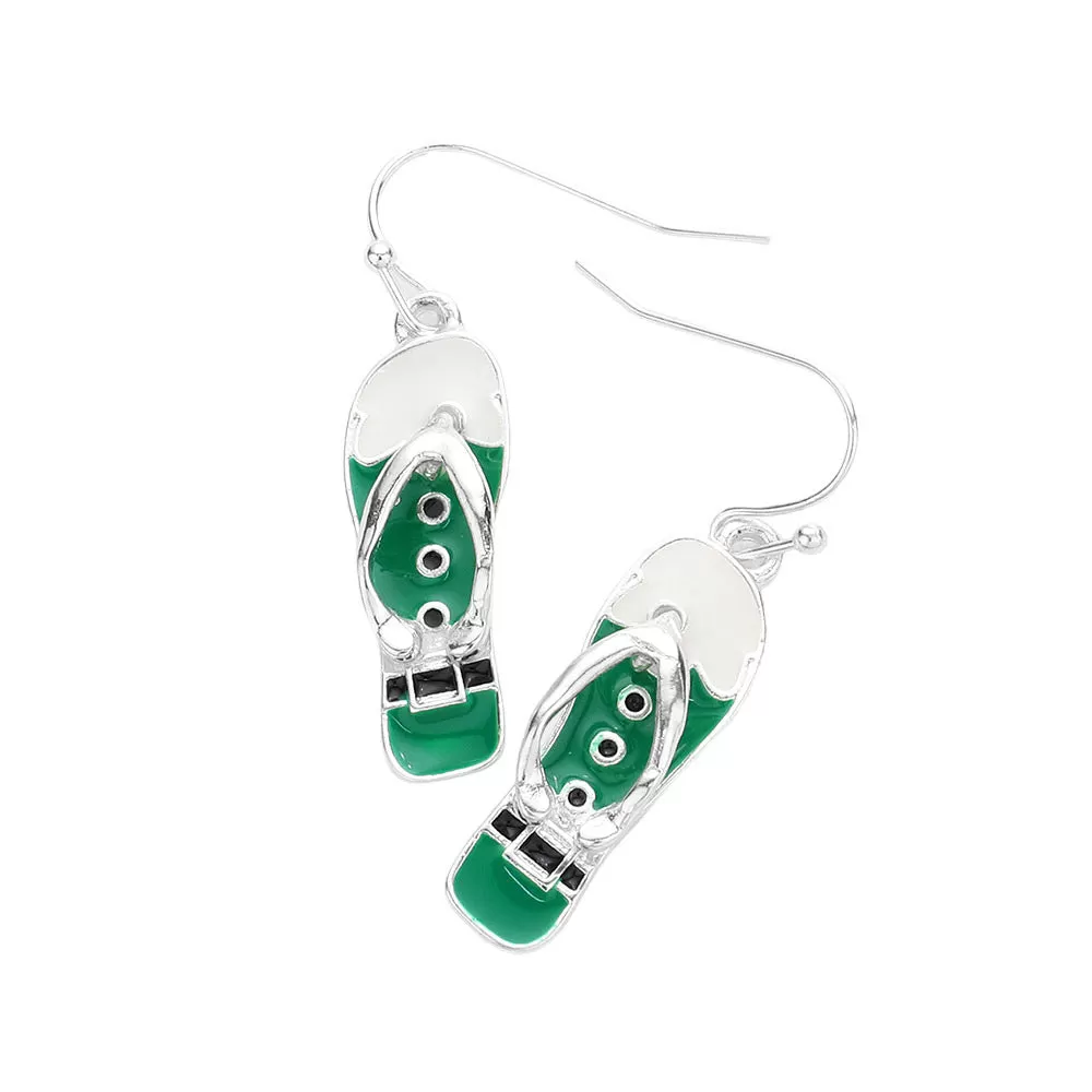 Santa Claus Clothes Detailed Flip Flop Dangle Earrings