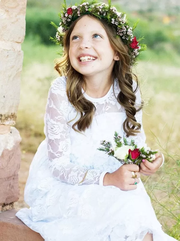 Satin Long Sleeves Ankle-Length Sheath Sash Flower Girl Dresses