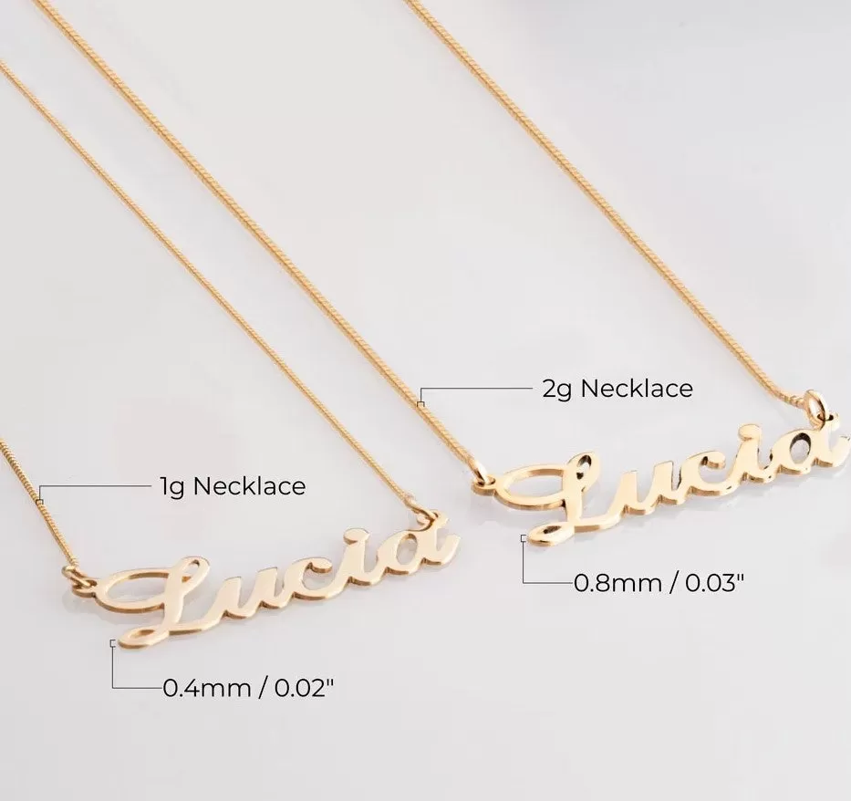 Small 14K Solid Gold Name Necklace