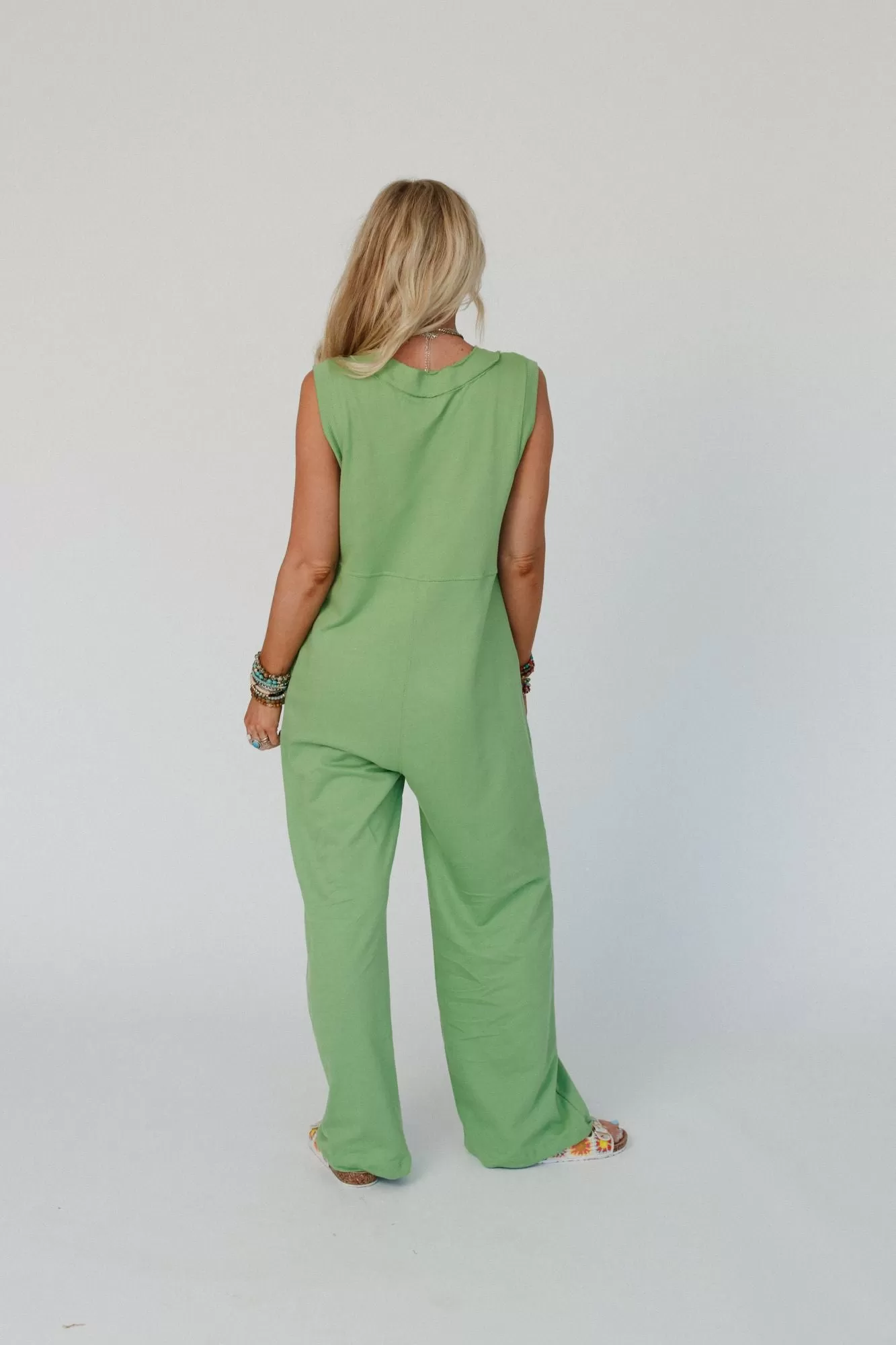 Solid Grace Sleeveless Jumpsuit - Sage