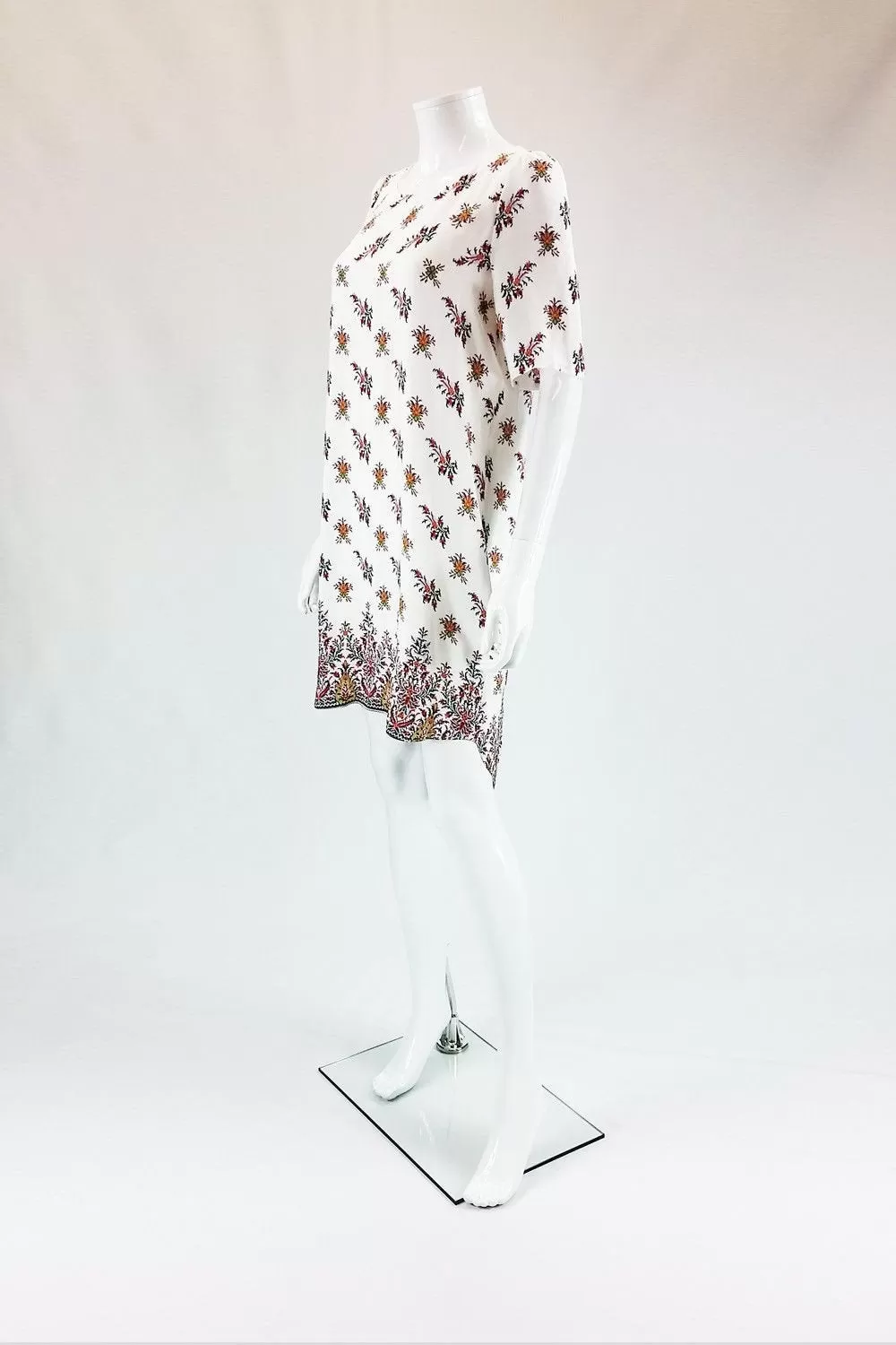 SOMERSET By Alice Temperley 100% Silk White Floral Print Shirt Dress (UK 8)