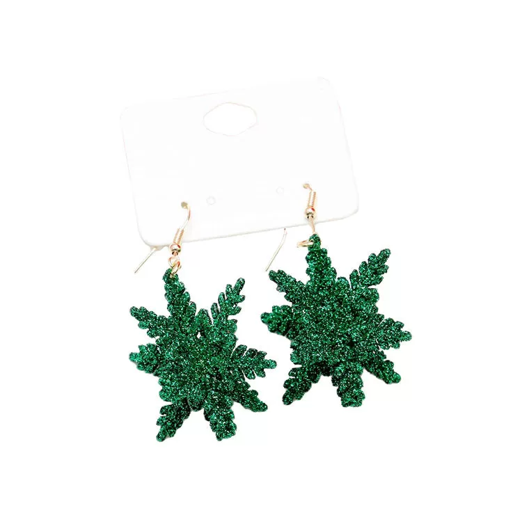 Sparkle Snowflake Dangle Earrings