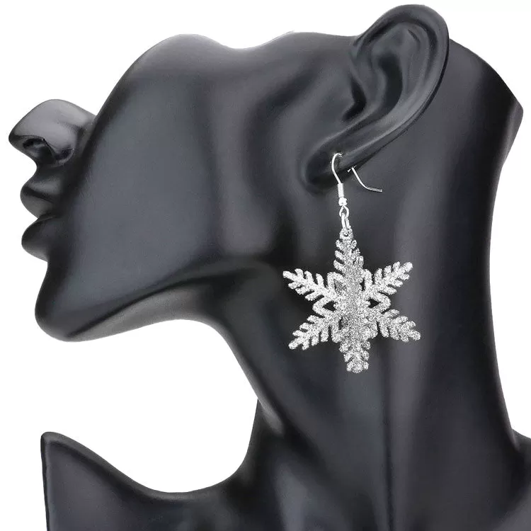 Sparkle Snowflake Dangle Earrings