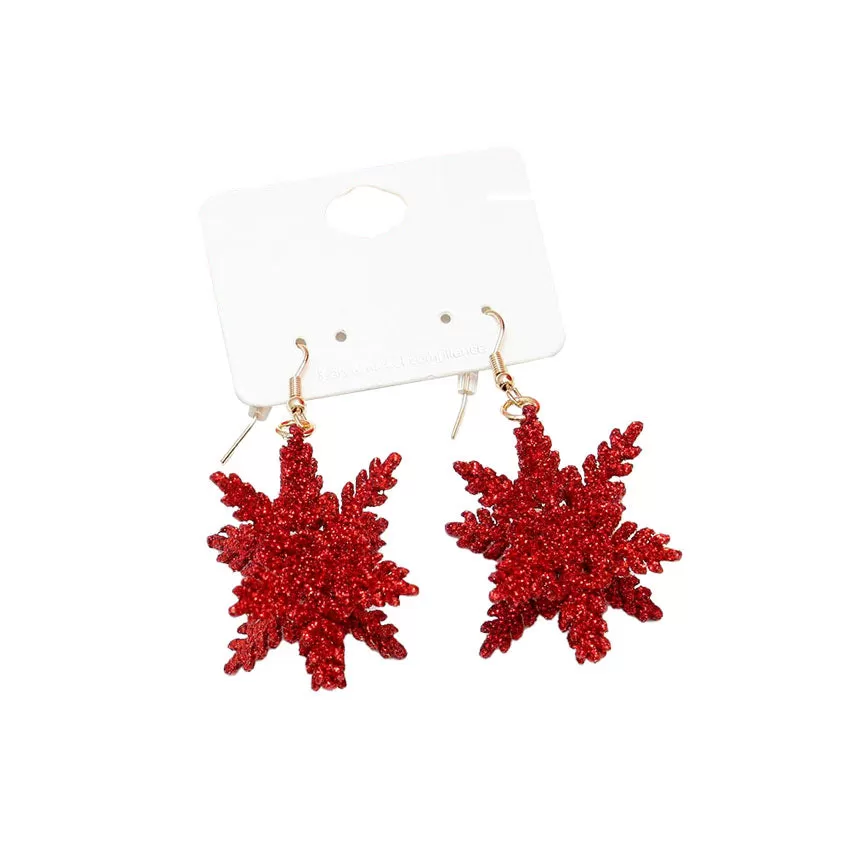 Sparkle Snowflake Dangle Earrings