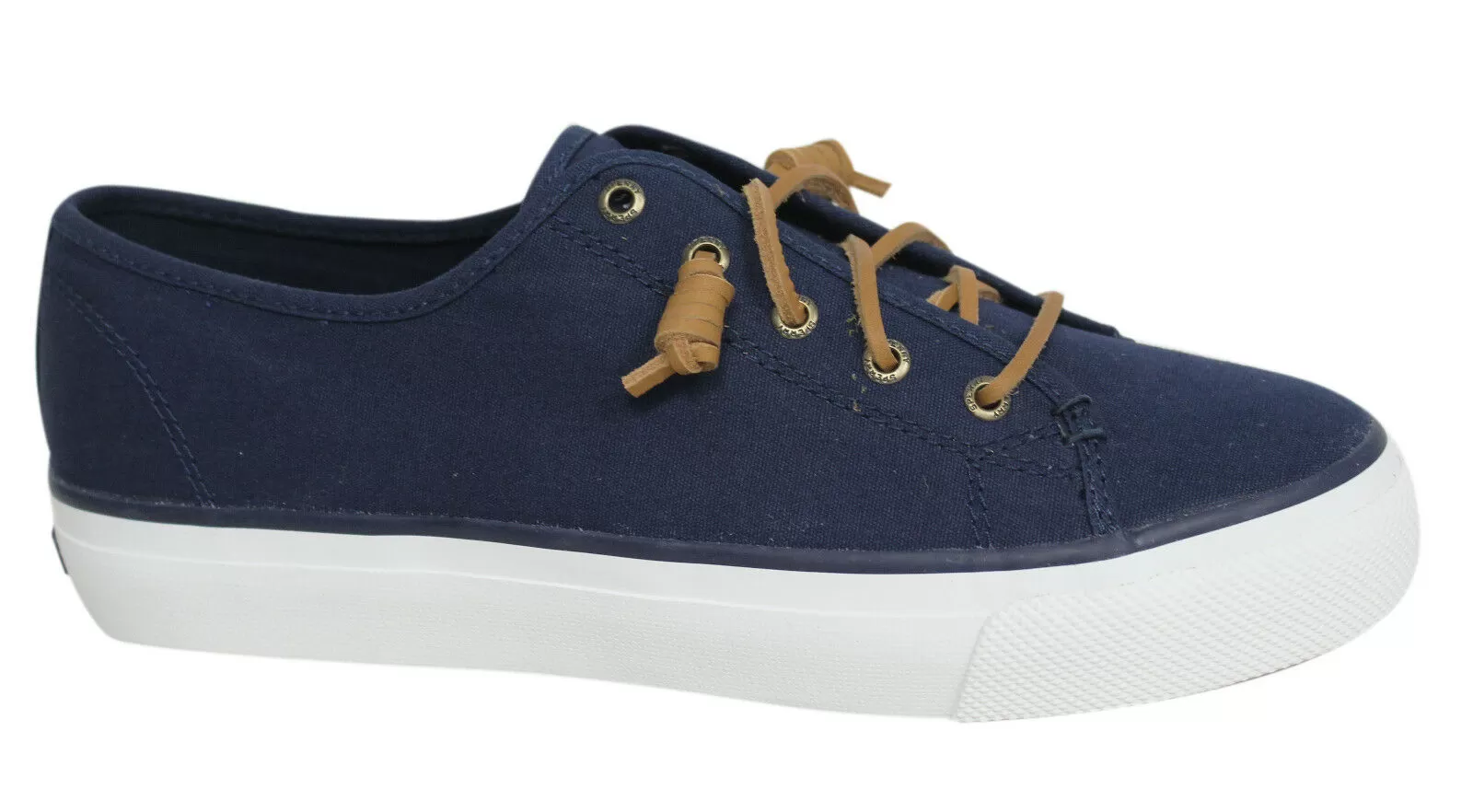 Sperry Sky Sail Lace Up Womens Navy Canvas Plimsolls Trainers STS99186 U78