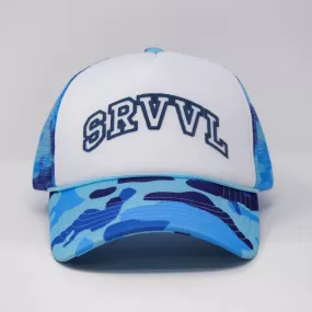 SRVVL TRUCKER HAT CAMO BLUE