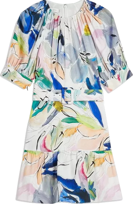 Ted Baker White /mulitcolour Ritahh Belted Floral Mini Dress Bnwt UK 12