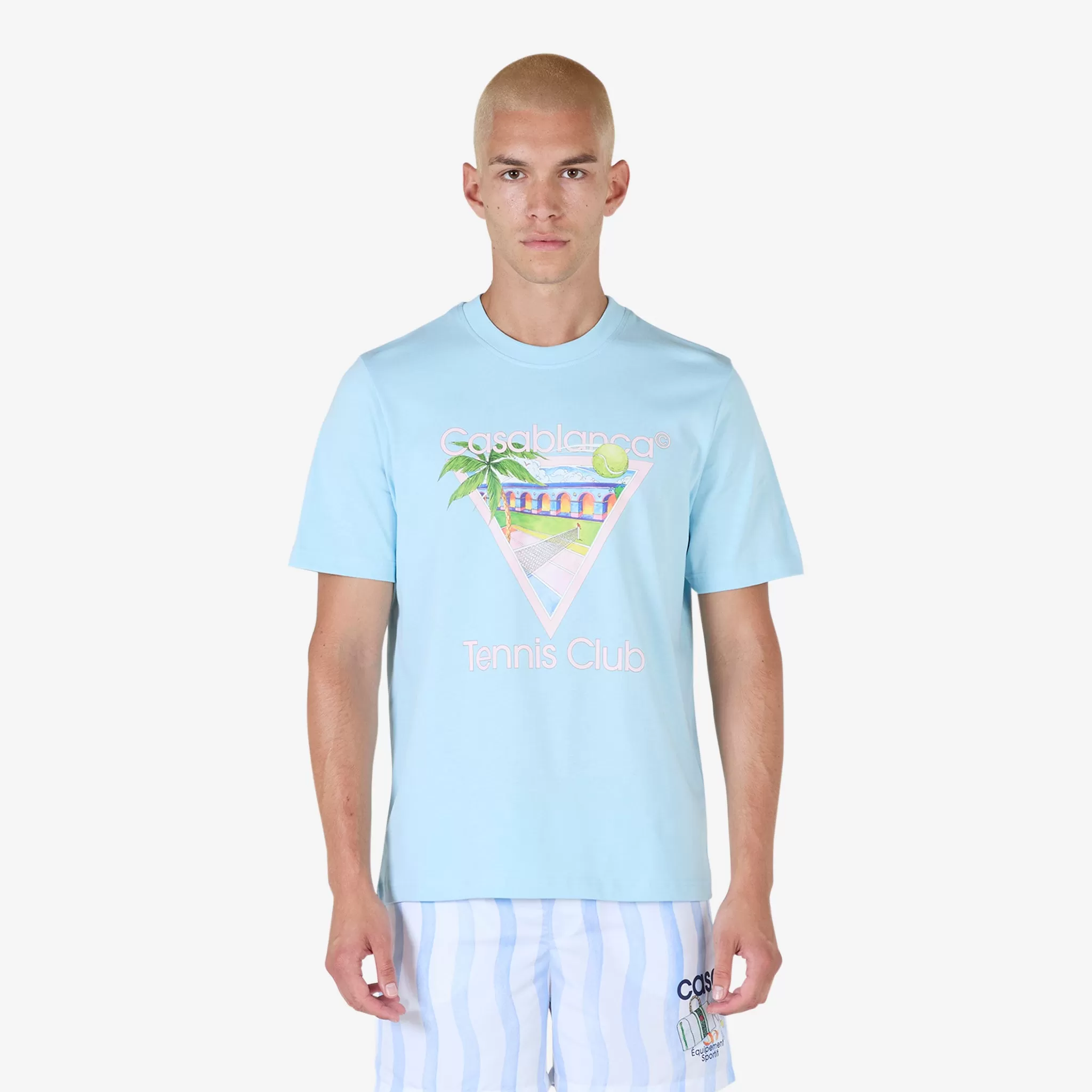 Tennis Club Icon Screen Printed T-Shirt Pale Blue