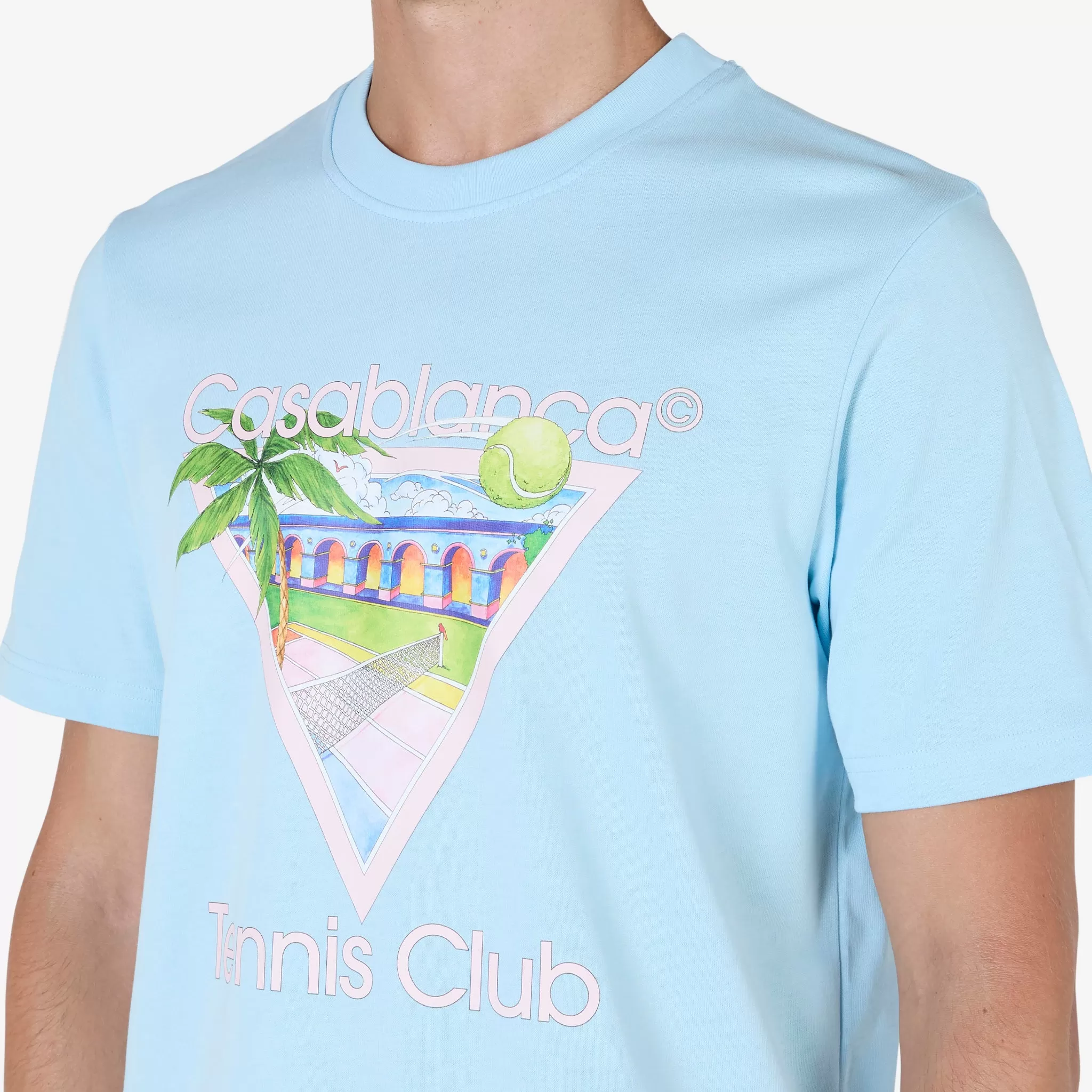 Tennis Club Icon Screen Printed T-Shirt Pale Blue