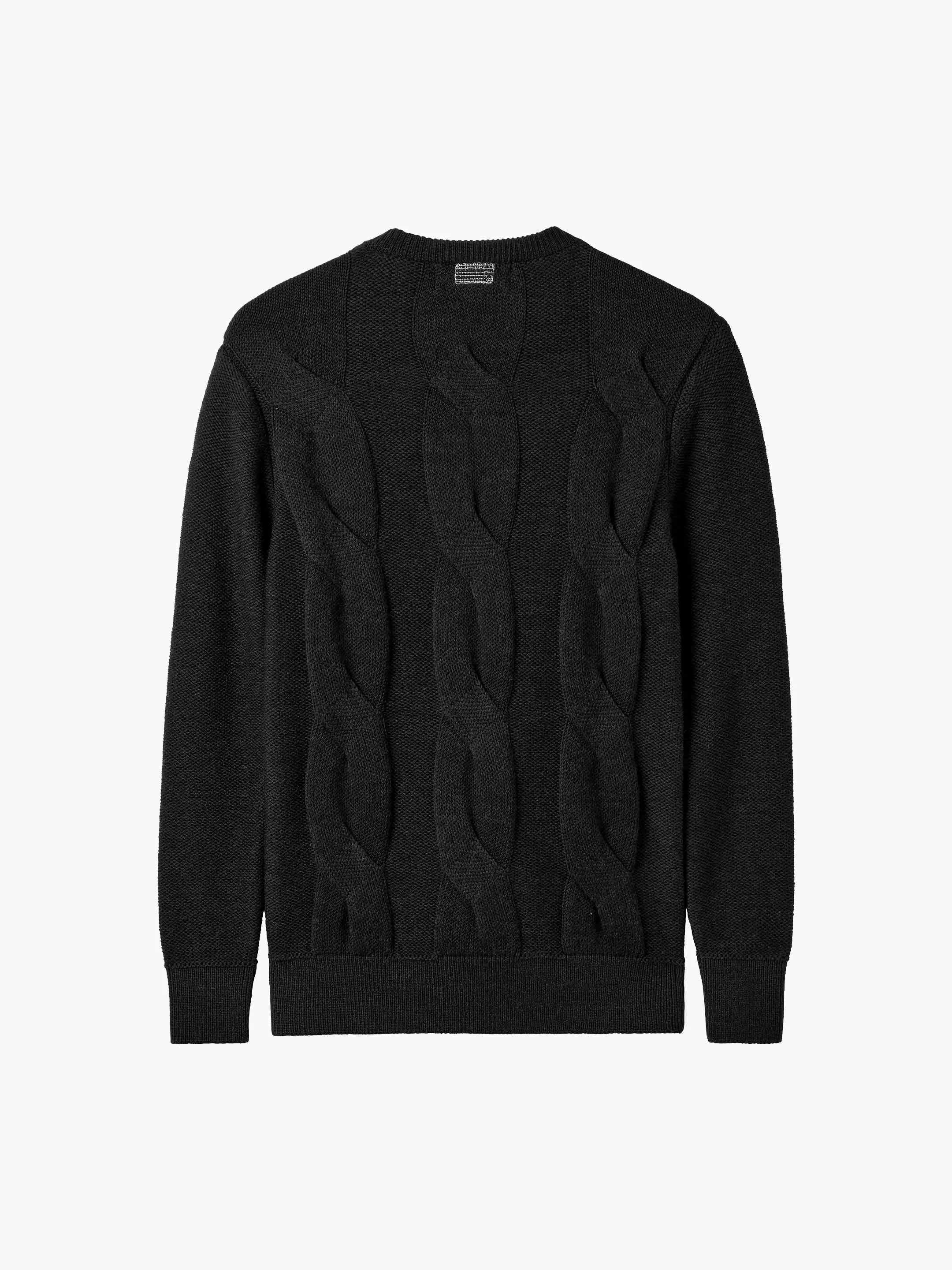 The Exploded Cable Crewneck - Anthracite Black