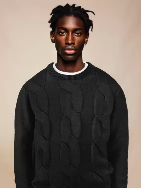 The Exploded Cable Crewneck - Anthracite Black