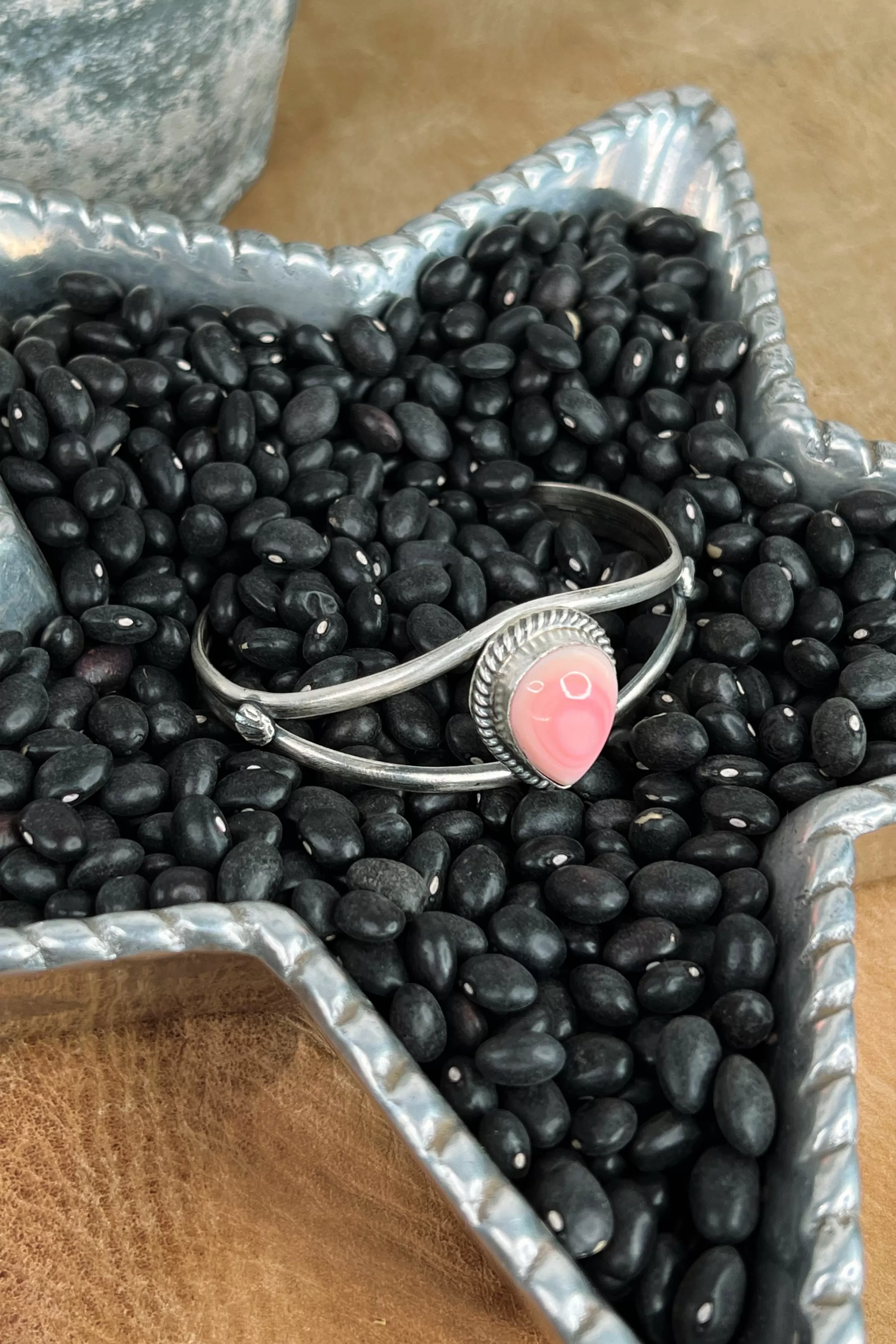 The Pink Conch Teardrop Sterling Silver Cuff