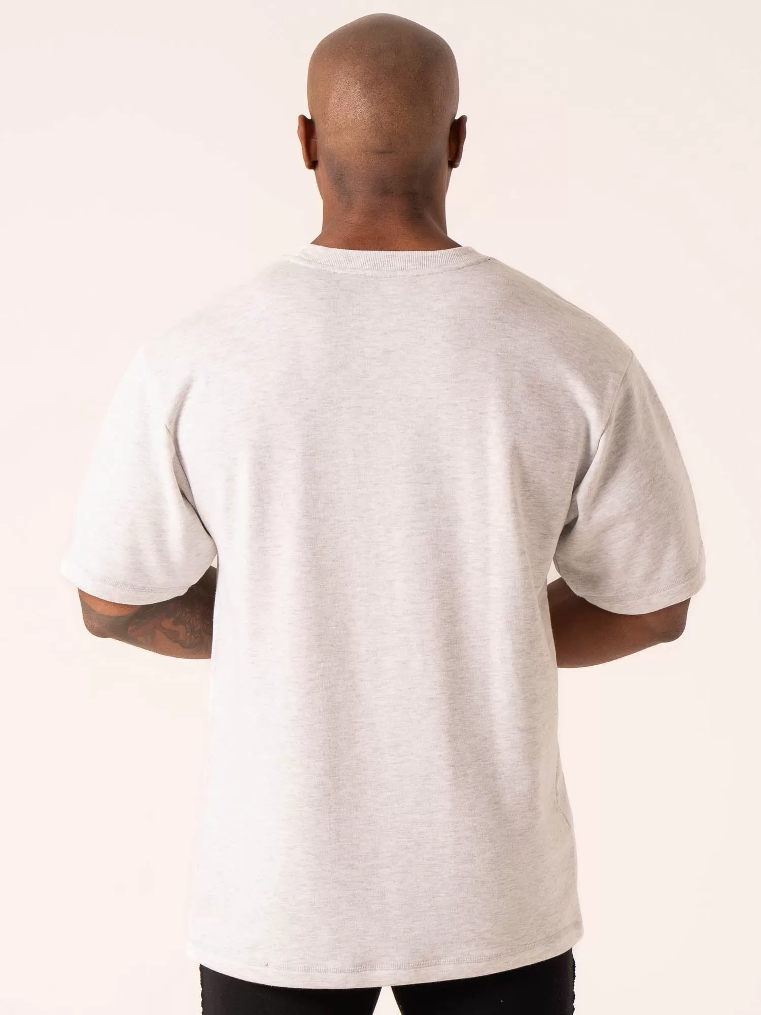 Throwback Oversized Fleece T-Shirt - Snow Grey Marl