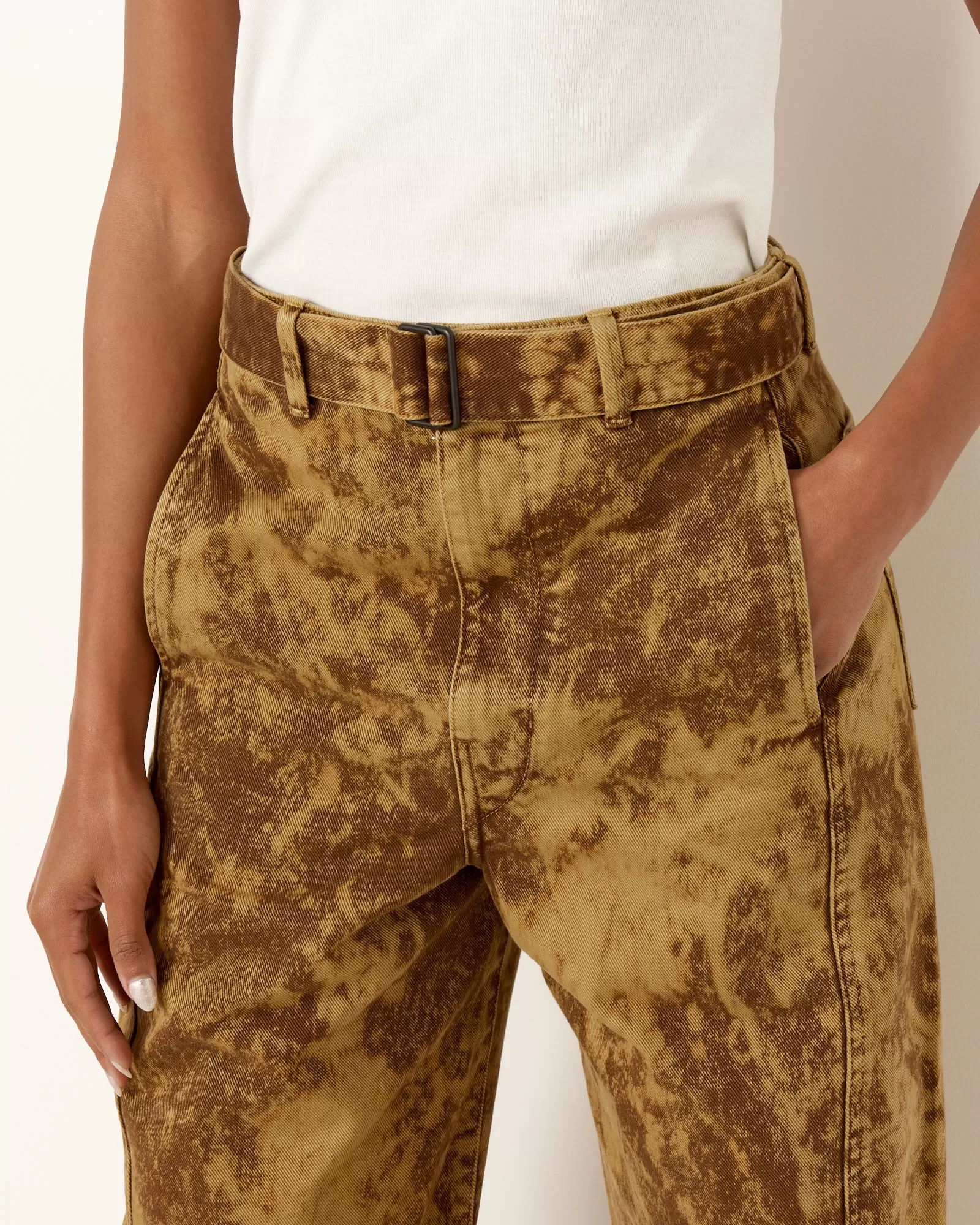 Twisted Belted Pant in Acid Snow Bronze