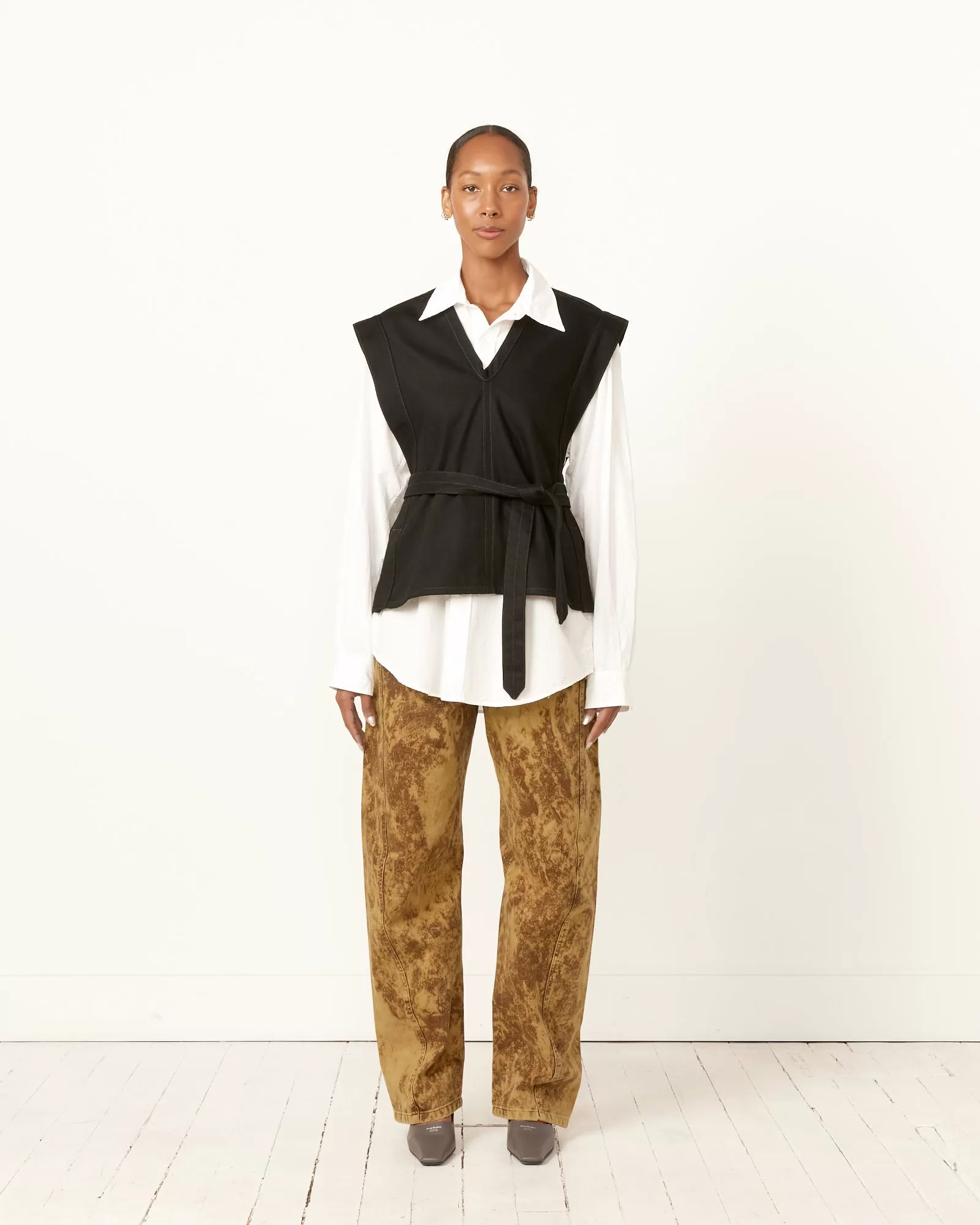 Twisted Belted Pant in Acid Snow Bronze