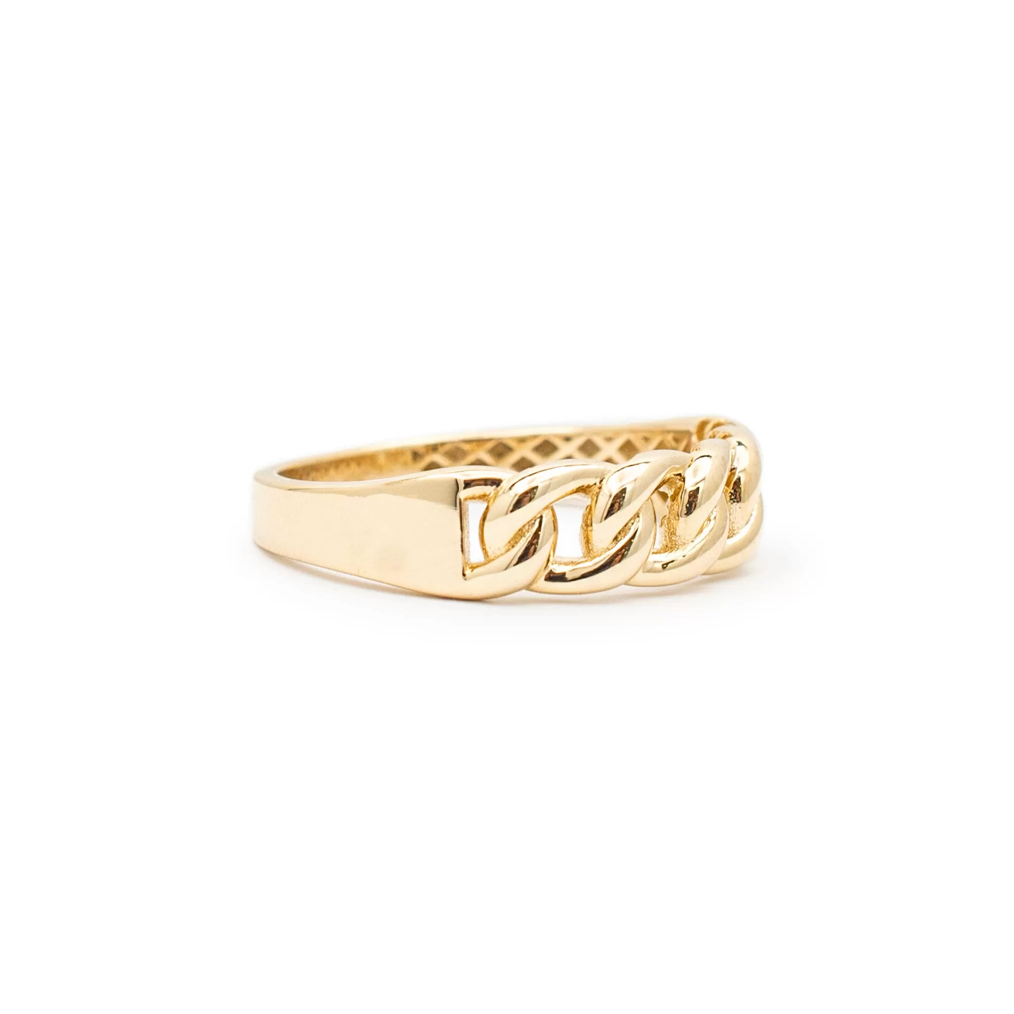 Unisex 14K Yellow Gold Cuban Link Band Ring