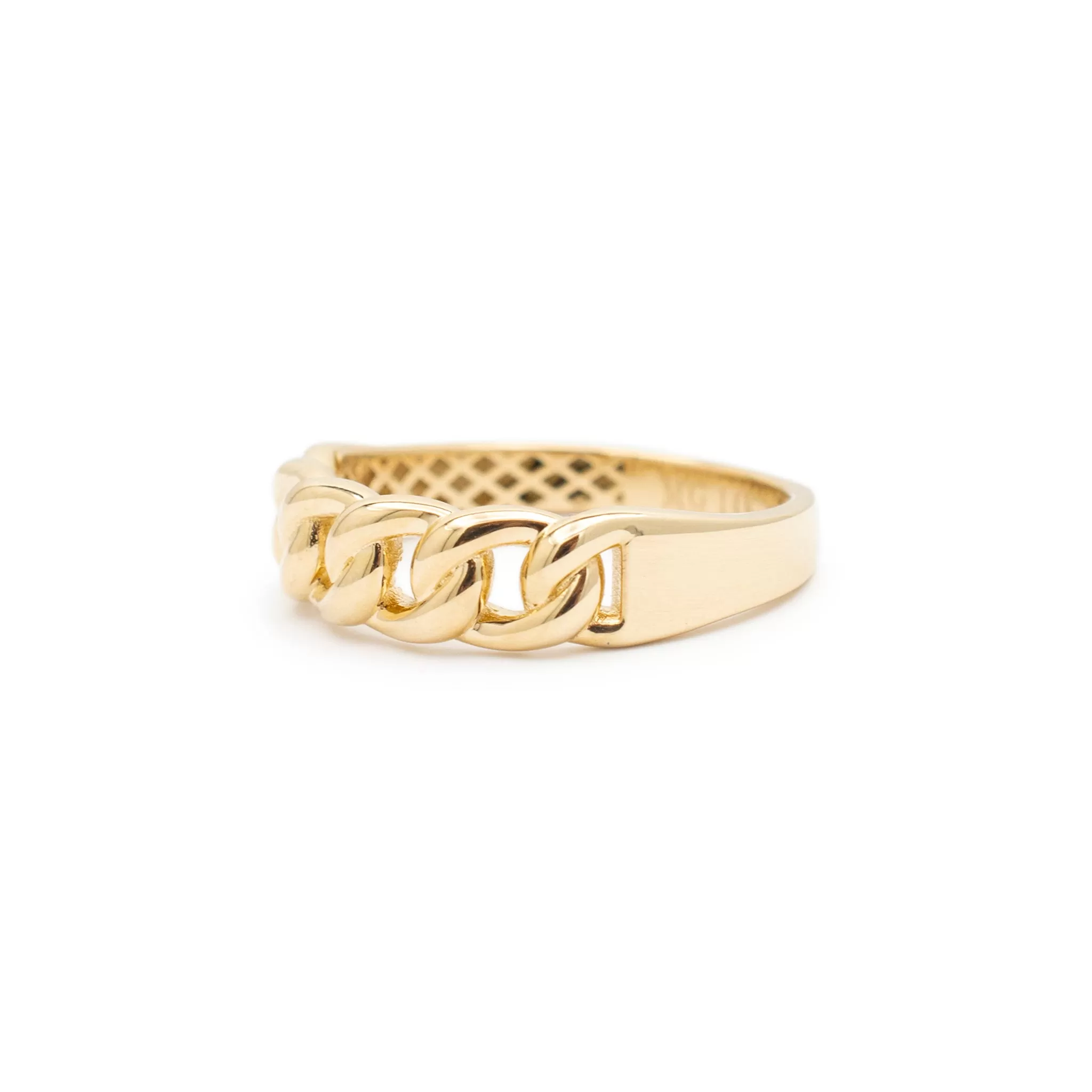 Unisex 14K Yellow Gold Cuban Link Band Ring