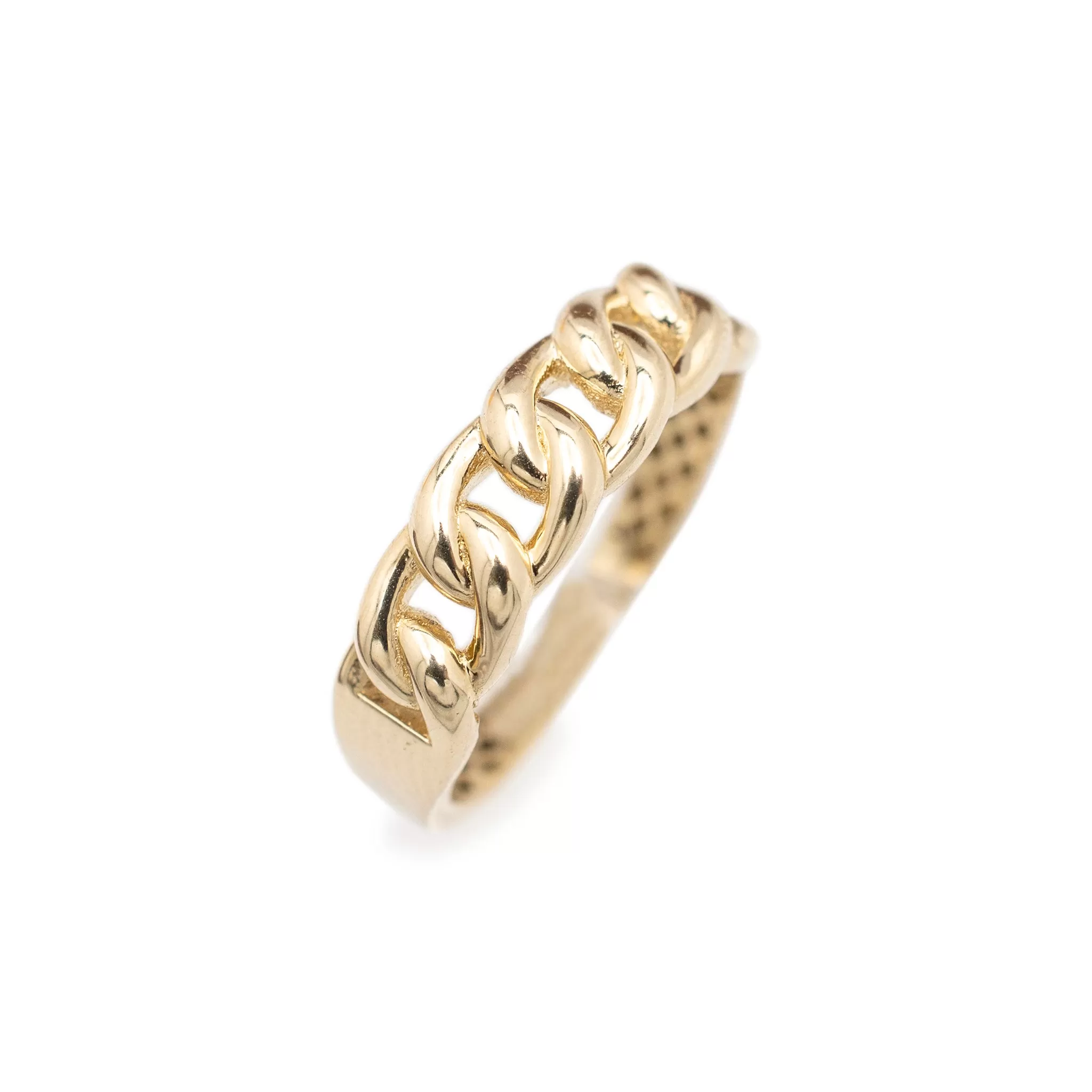 Unisex 14K Yellow Gold Cuban Link Band Ring