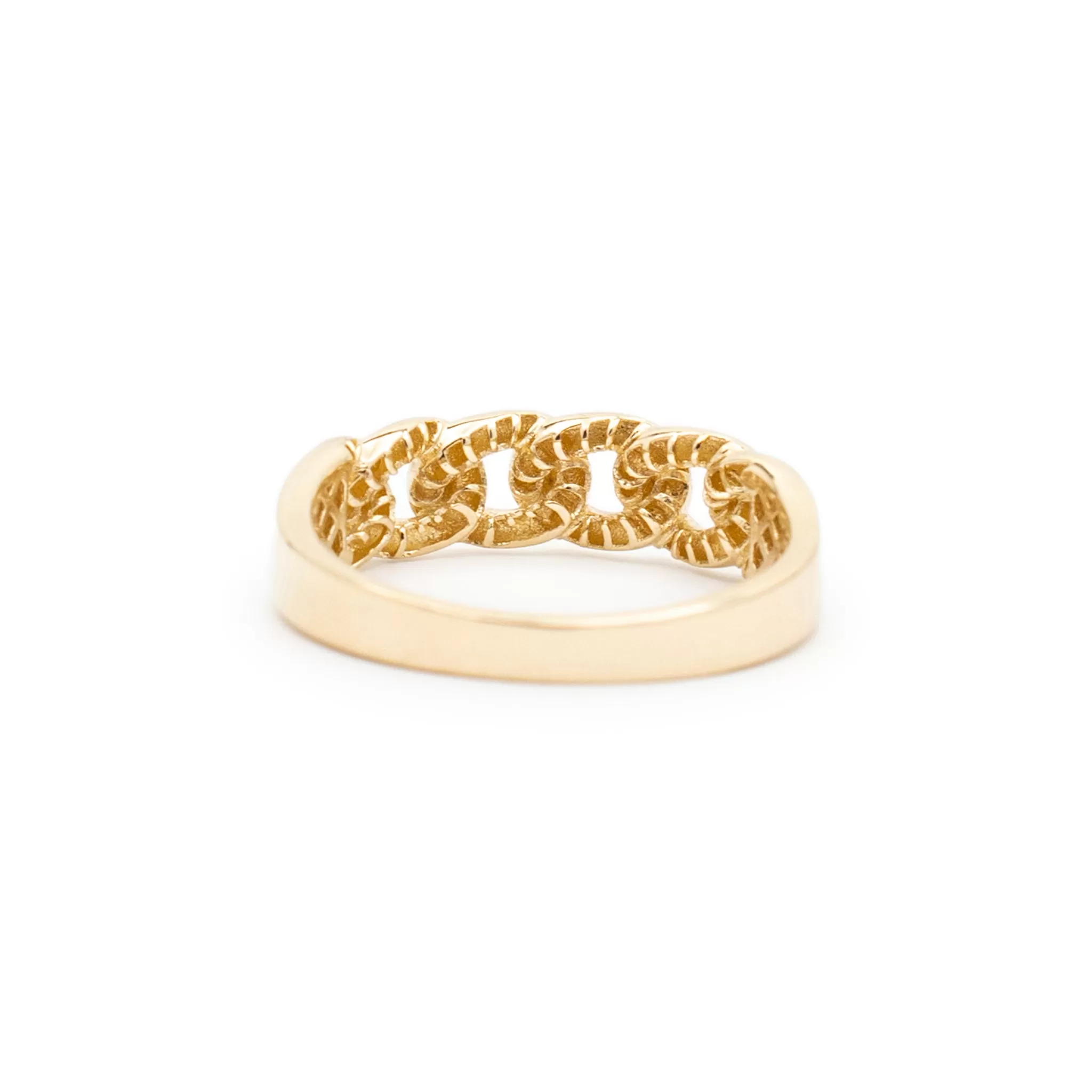 Unisex 14K Yellow Gold Cuban Link Band Ring