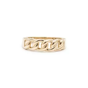 Unisex 14K Yellow Gold Cuban Link Band Ring