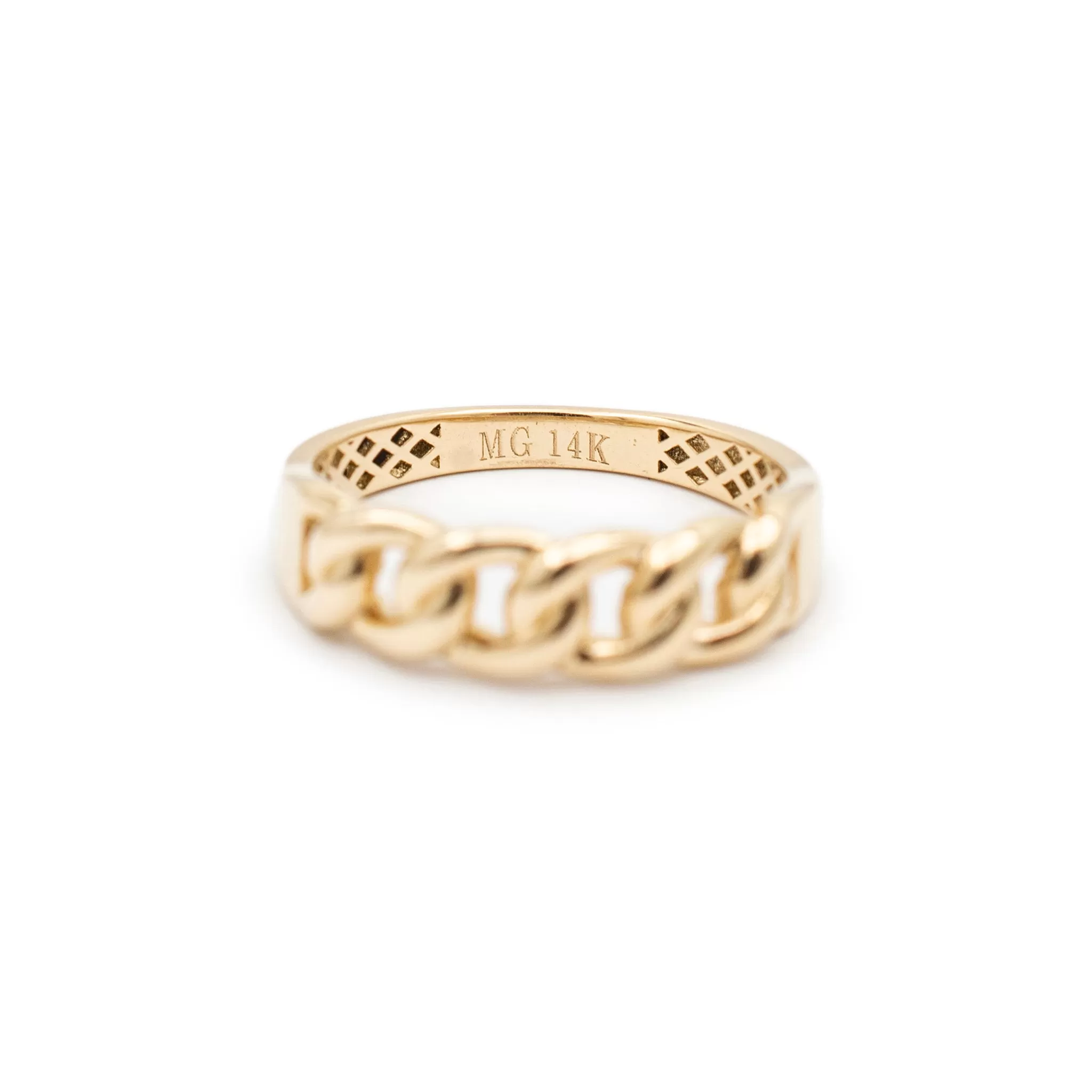 Unisex 14K Yellow Gold Cuban Link Band Ring