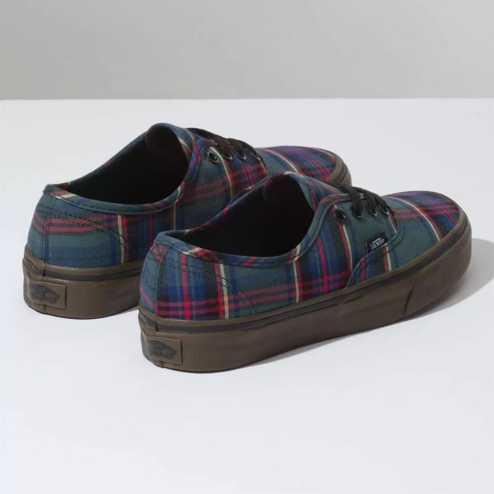 Vans Authentic Trainers Plaid Tartan Gum - Green