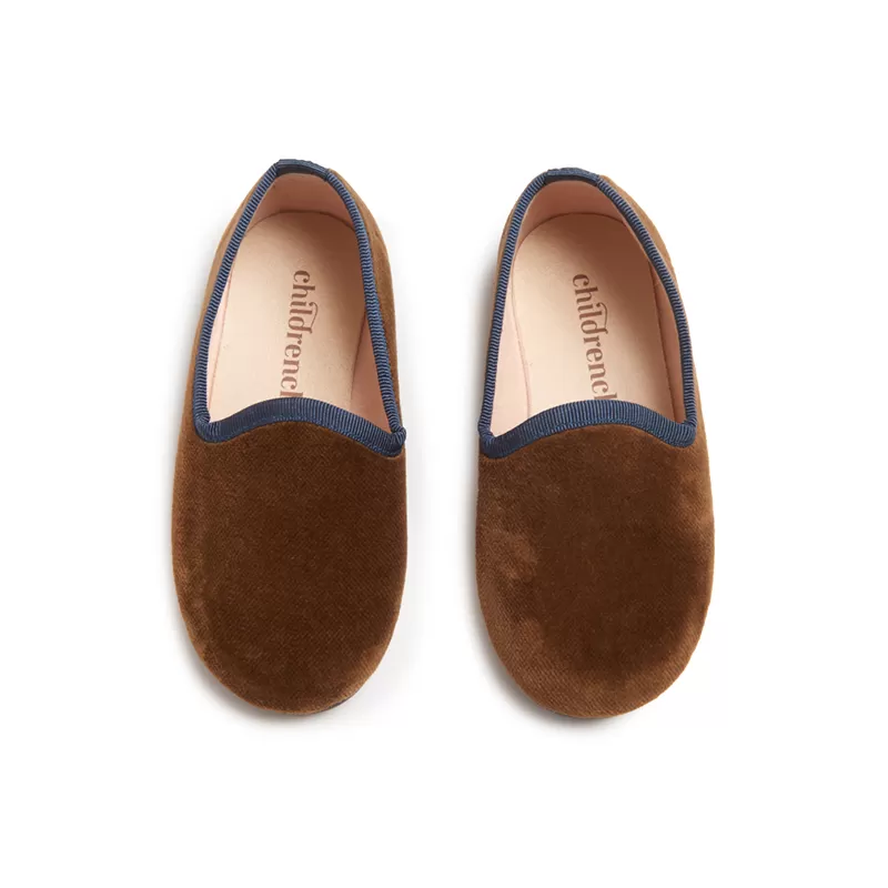 Velvet Slip-ons in Taupe